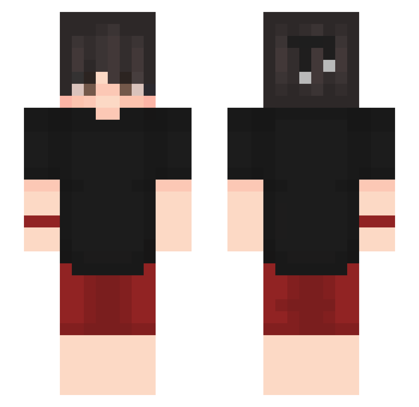 Zyrrrrs Minecraft skin, front and back view