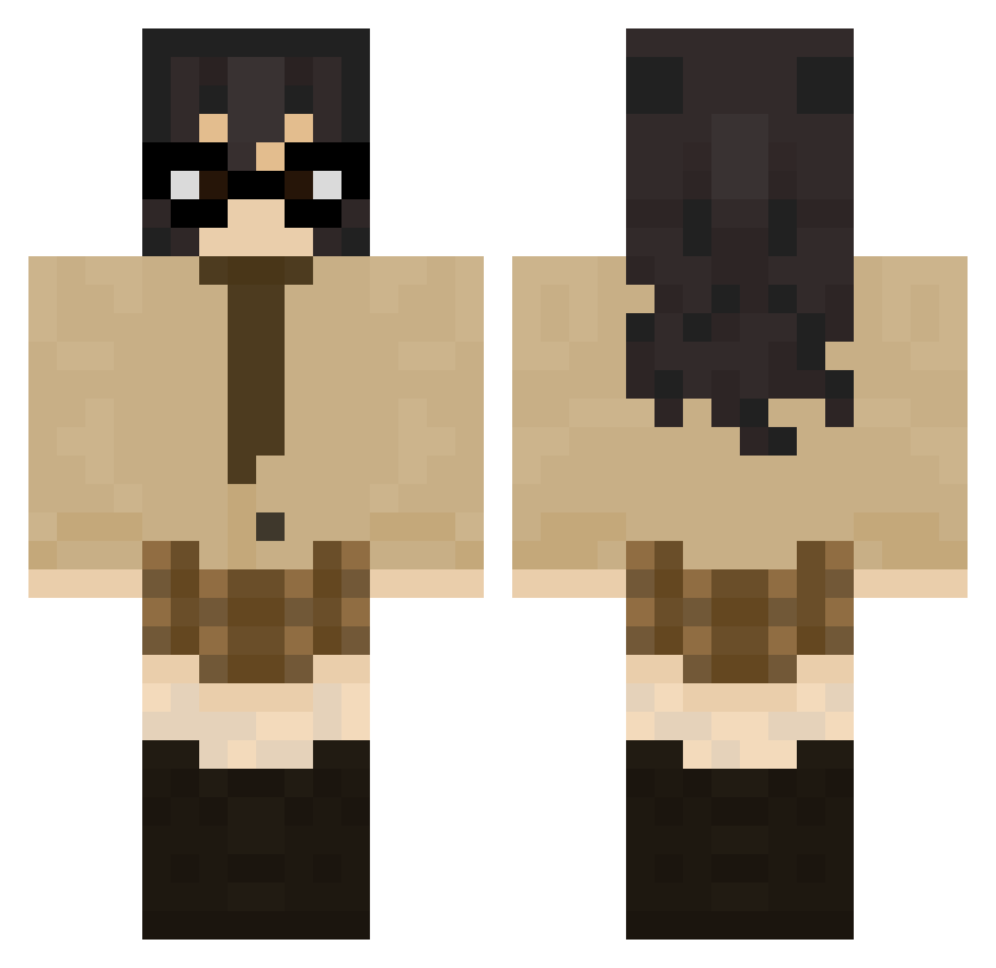 Shrompniverse Minecraft skin, front and back view