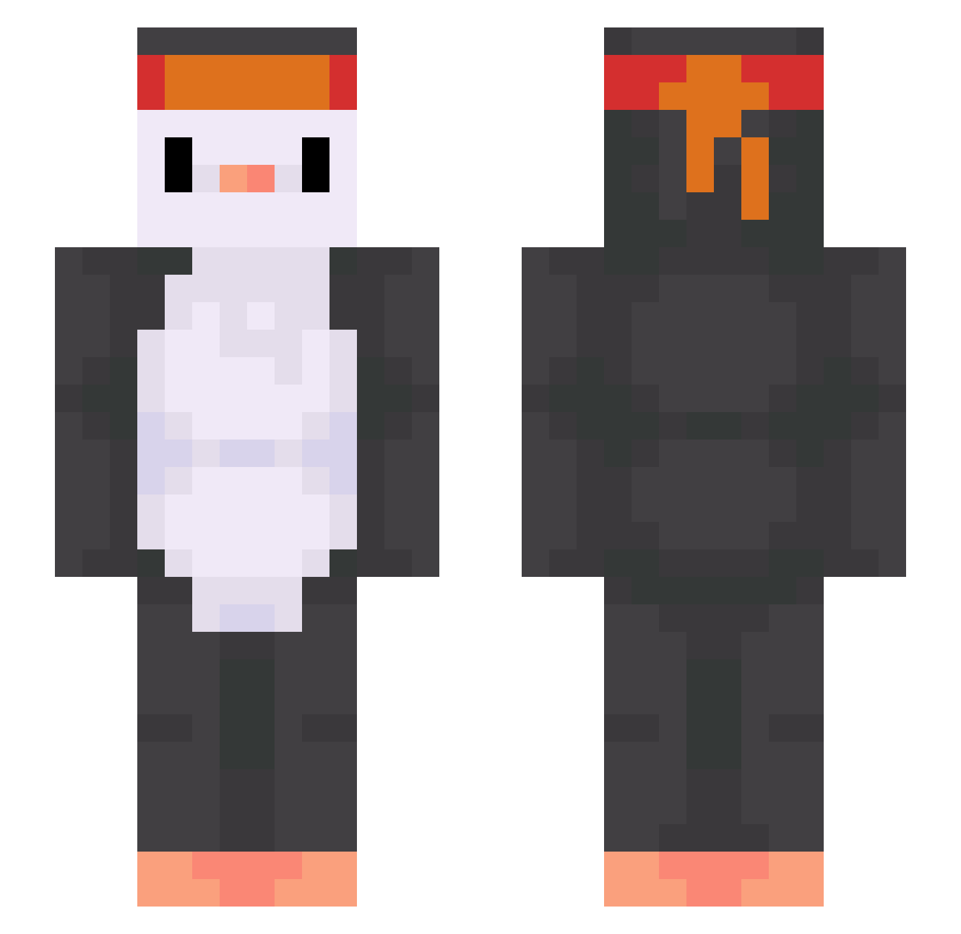 shmee1 Minecraft skin, front and back view