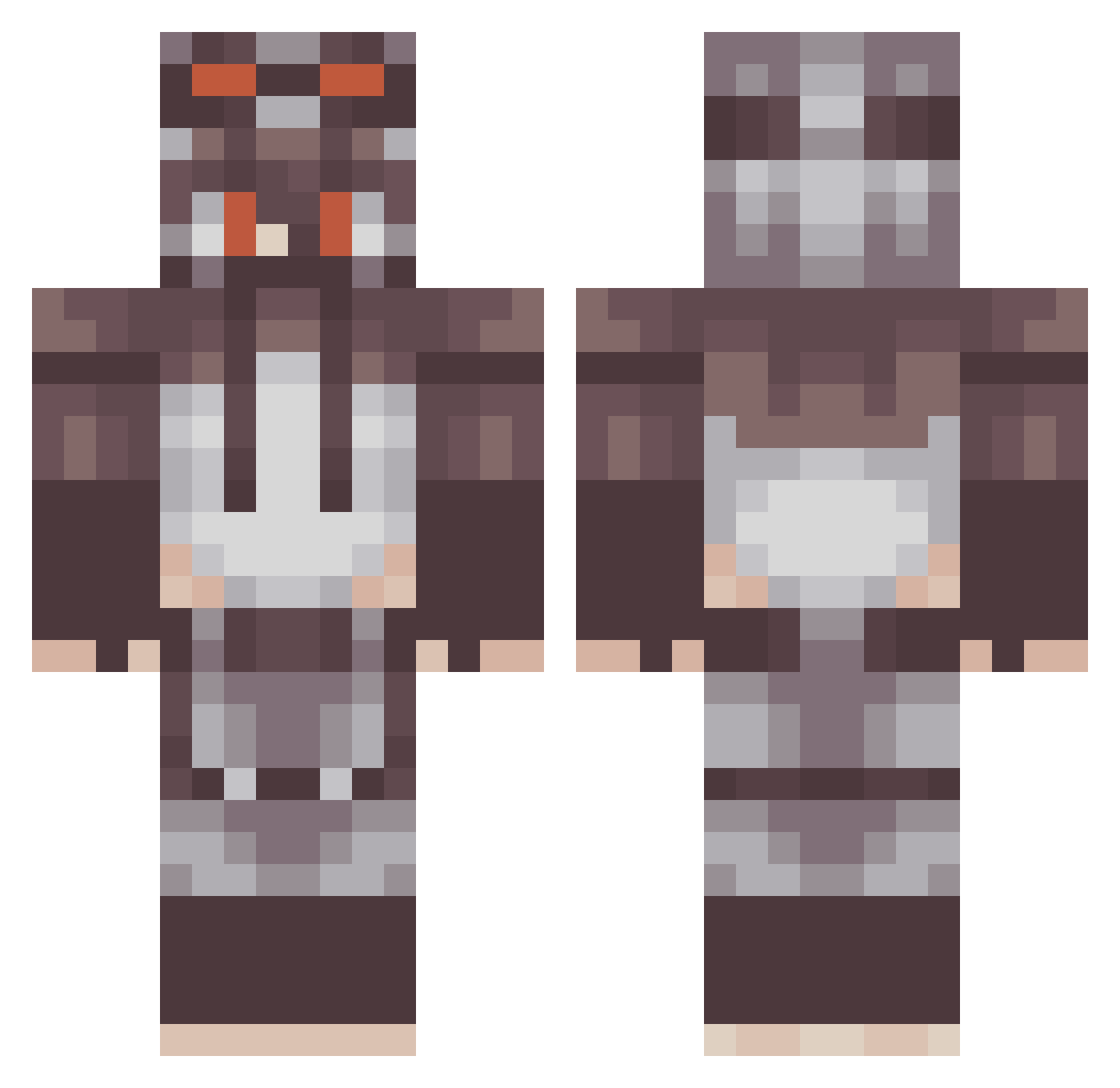 Aspondicus Minecraft skin, front and back view