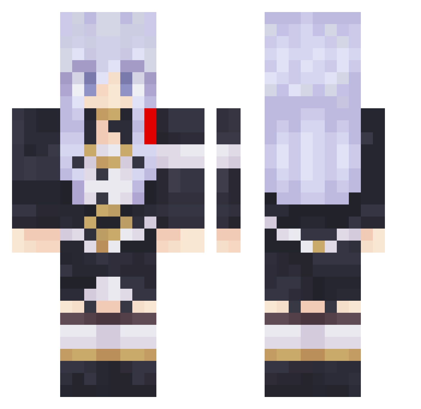 0xLena Minecraft skin, front and back view