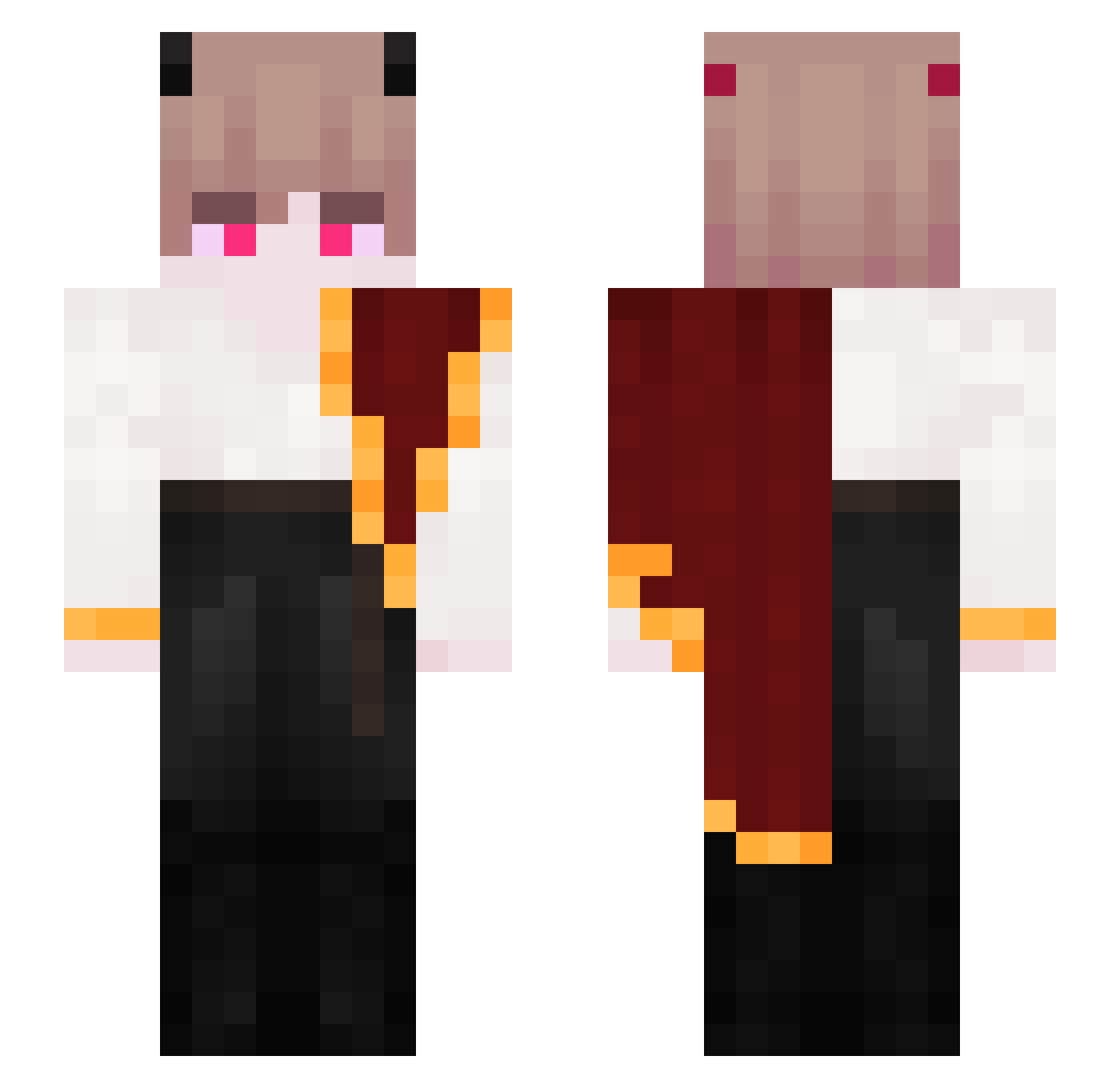 Aloik Minecraft skin, front and back view