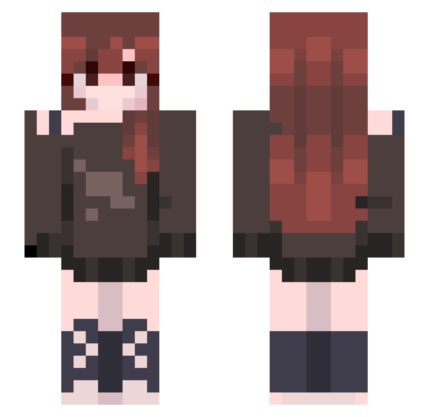 AHEGAO_PLAYER Minecraft skin, front and back view