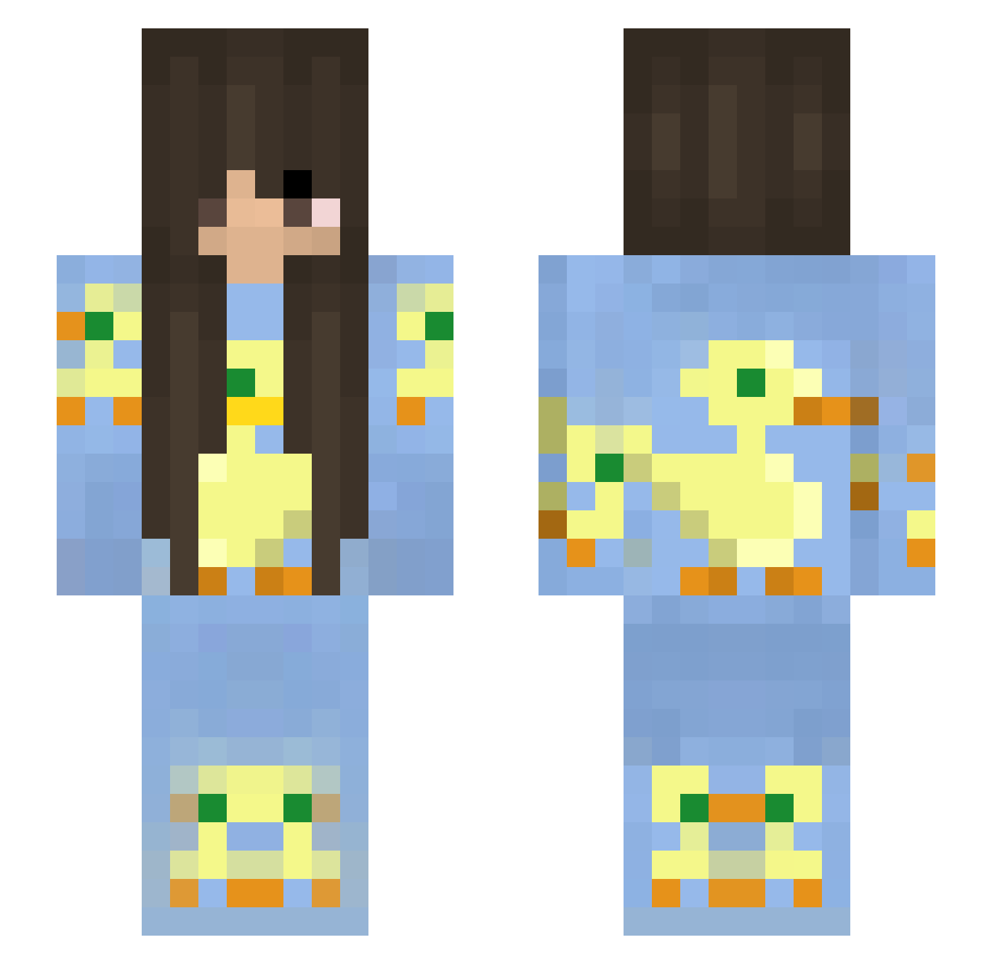 seksifroggy Minecraft skin, front and back view