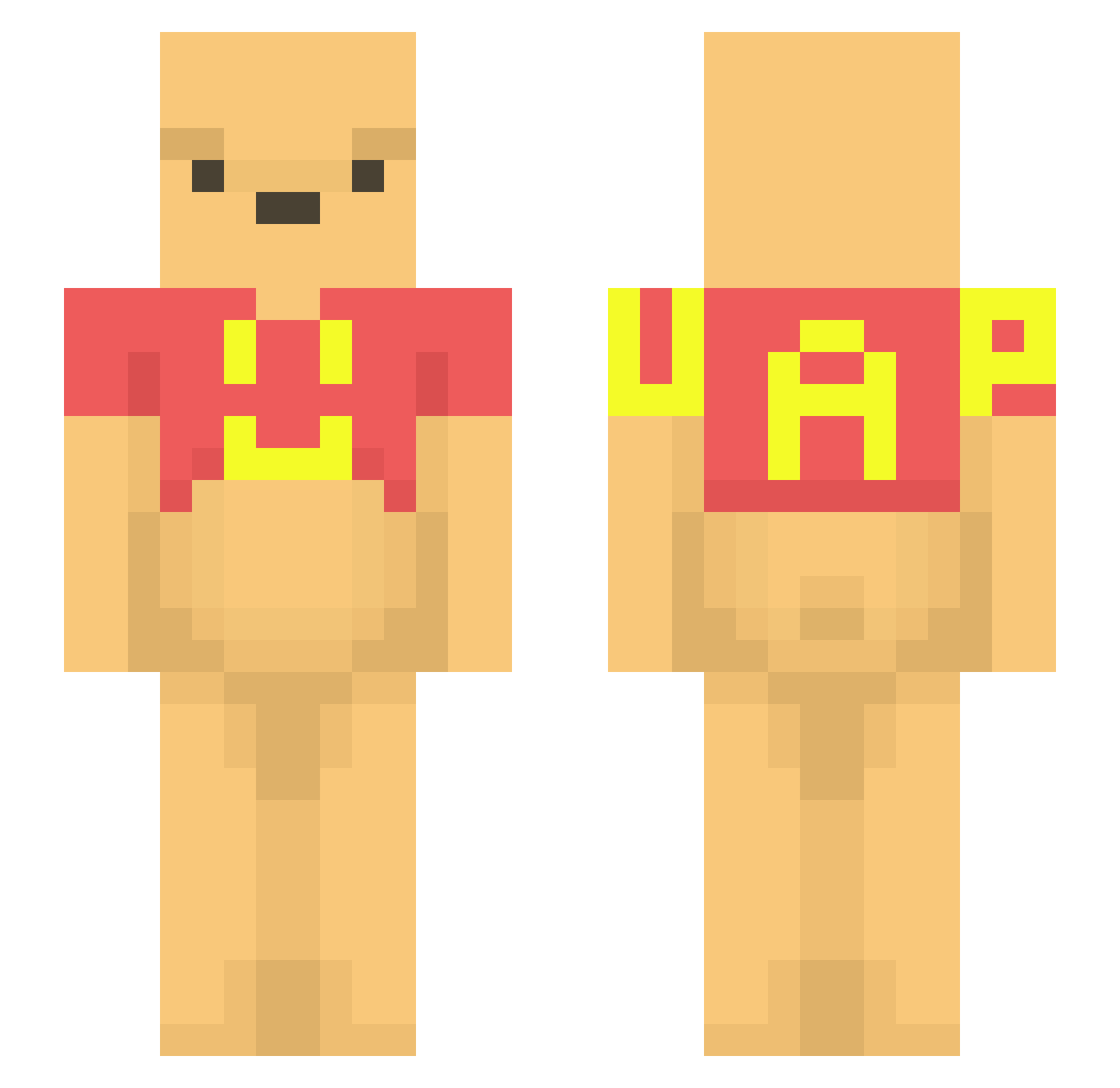 uapu Minecraft skin, front and back view