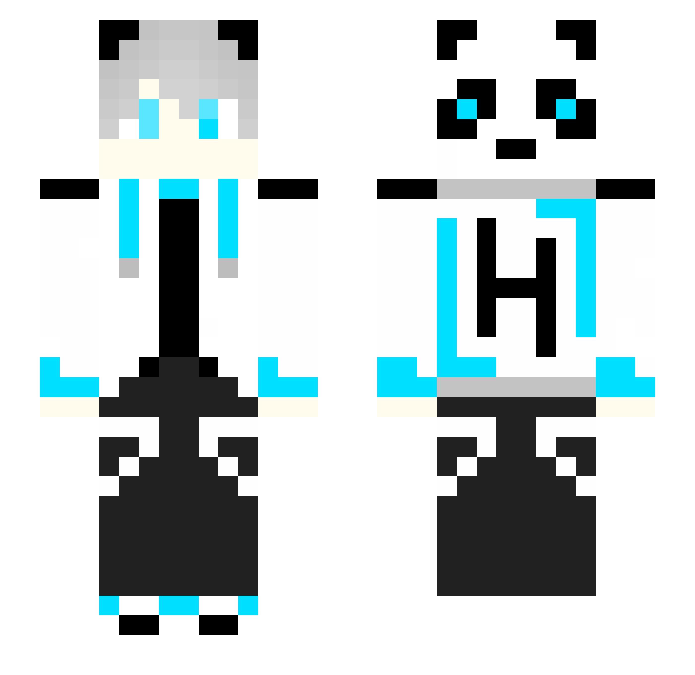 Raunway Minecraft skin, front and back view