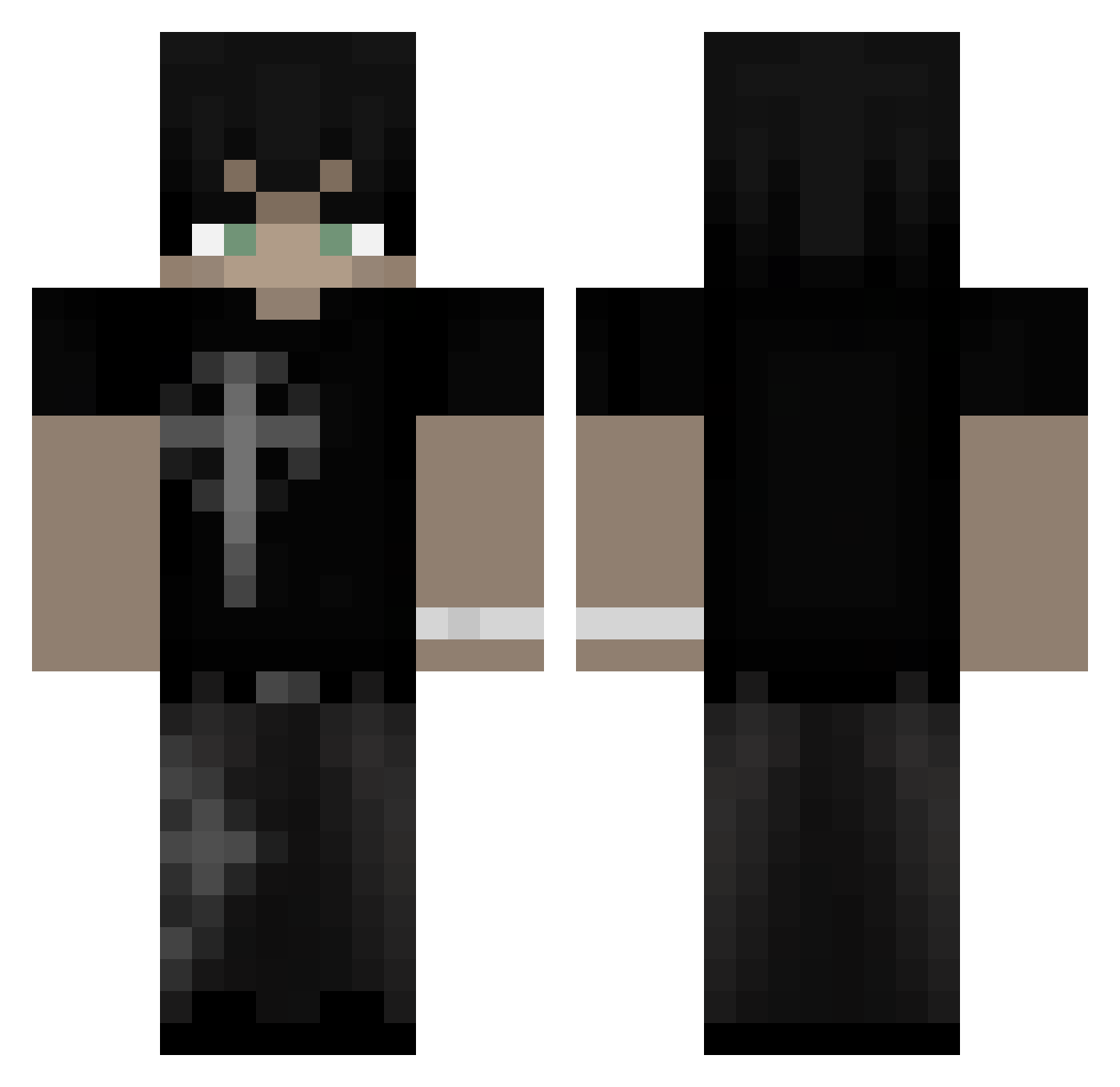 cruciblx Minecraft skin, front and back view