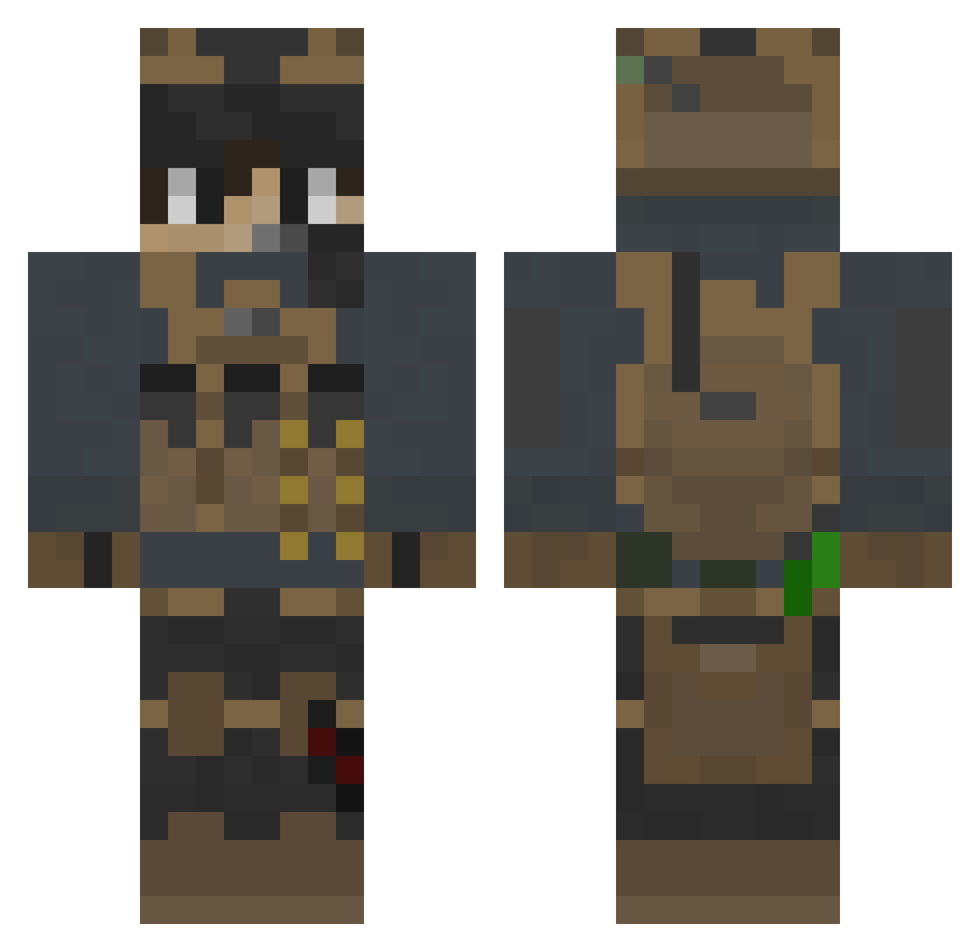 Tekkyon Minecraft skin, front and back view