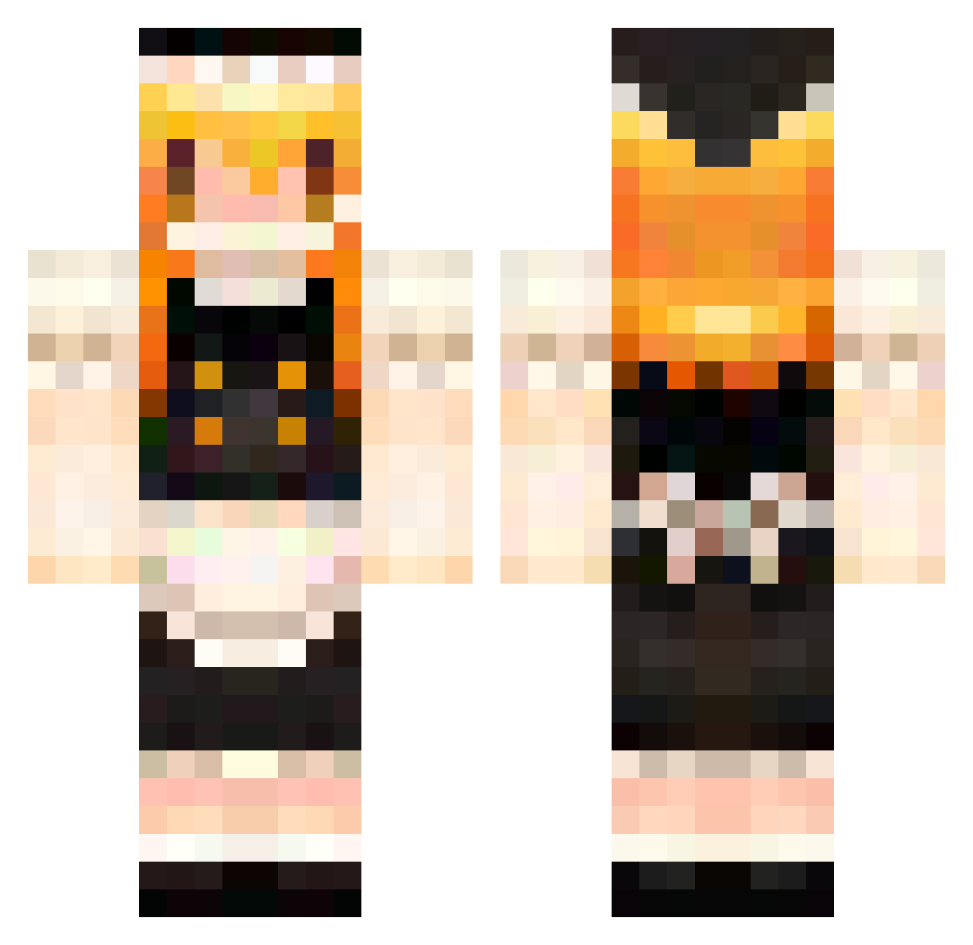 Rasker_725 Minecraft skin, front and back view