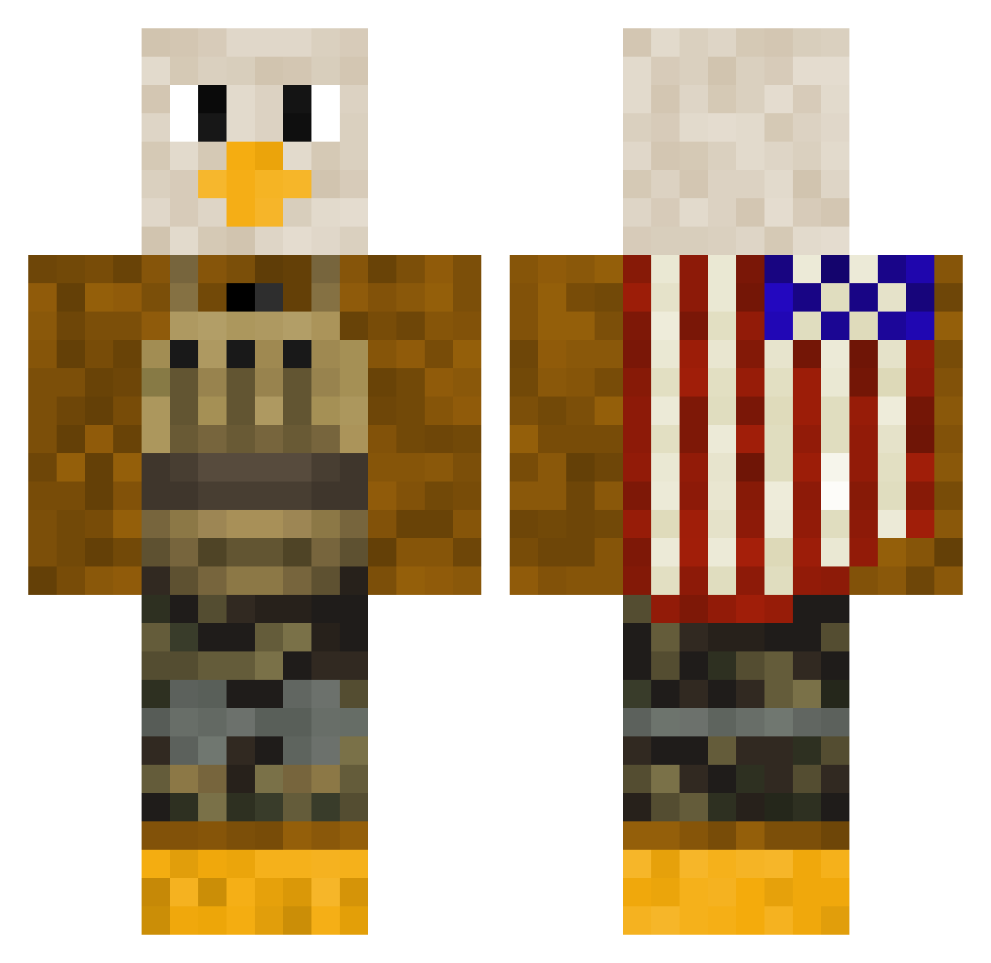 kaws2k Minecraft skin, front and back view