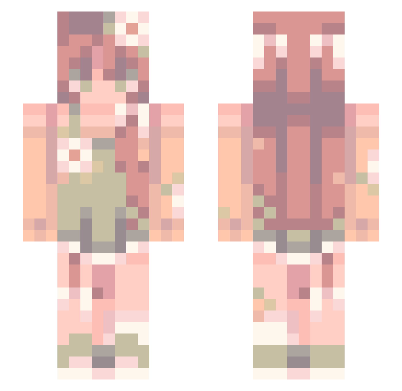 PrincessZelda15 Minecraft skin, front and back view