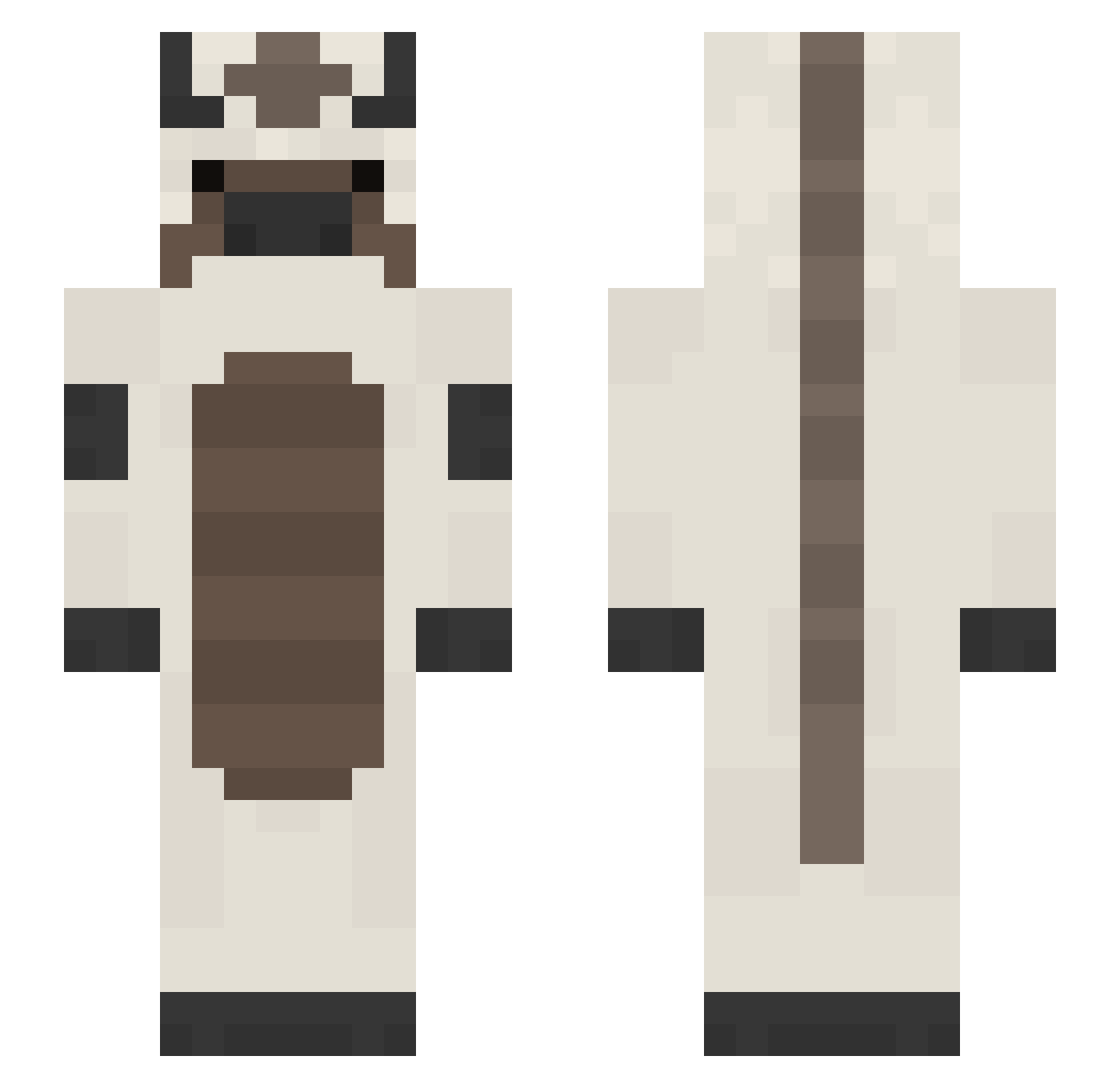 Loowah Minecraft skin, front and back view