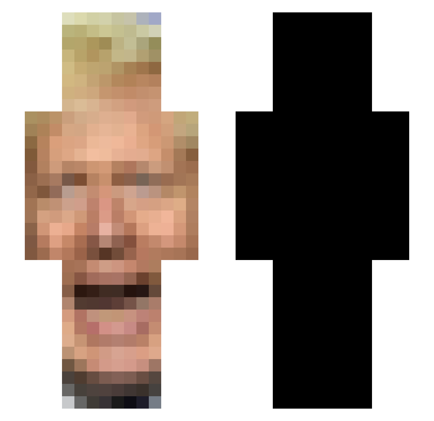 Ponkerlista Minecraft skin, front and back view