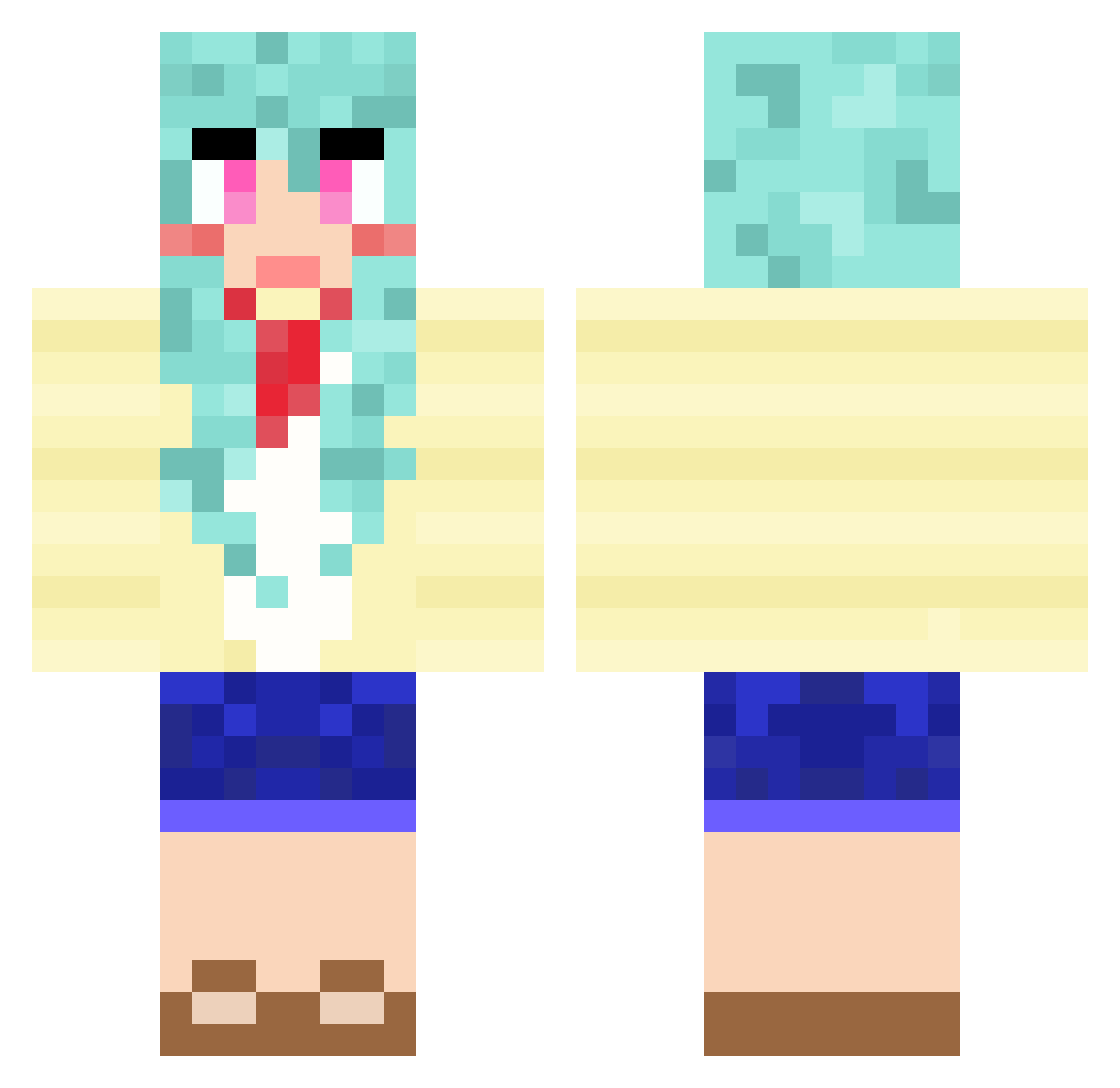Gloria Minecraft skin, front and back view