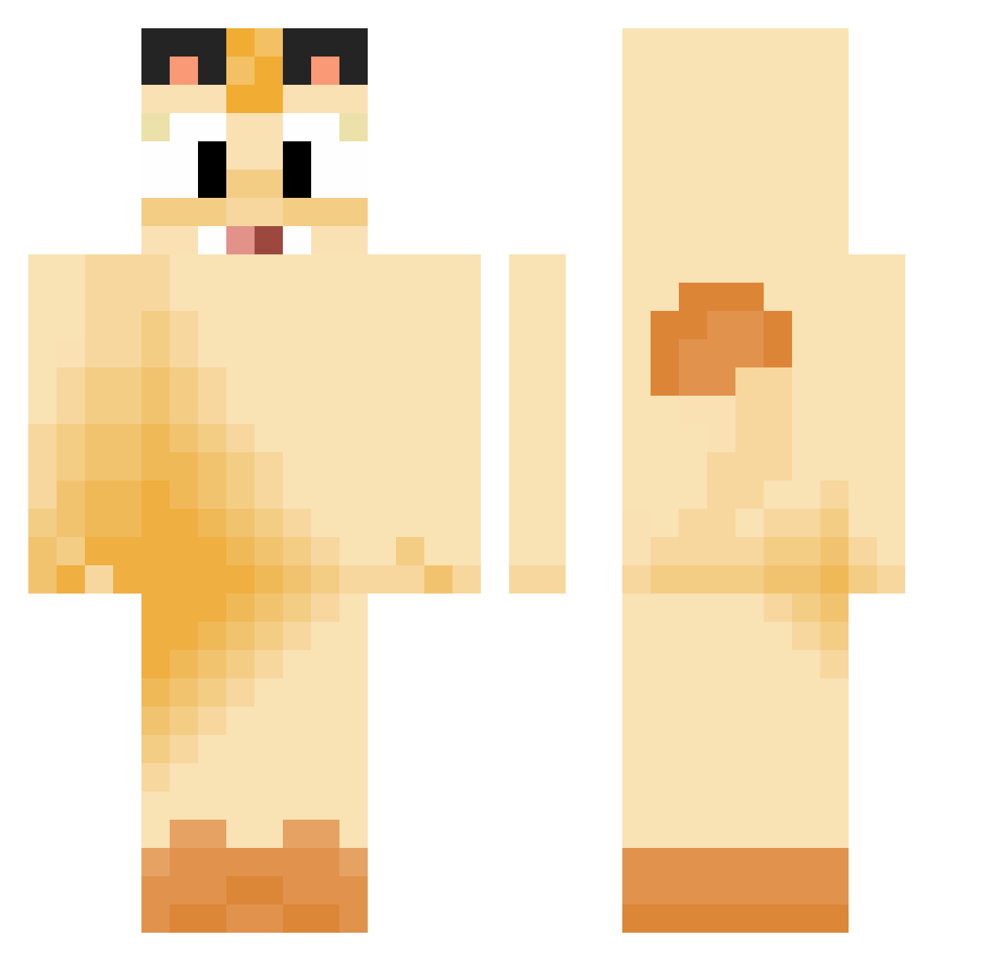 toriiwoah Minecraft skin, front and back view