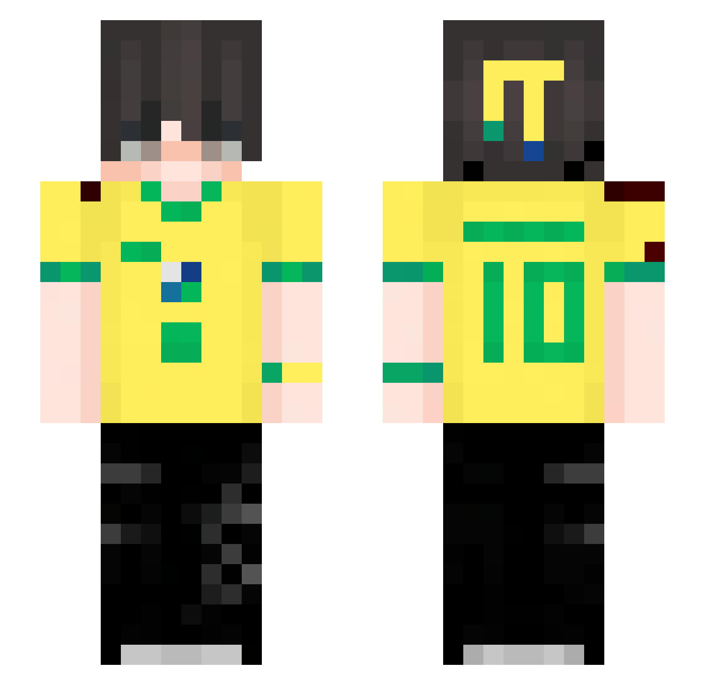 itz777Mkza Minecraft skin, front and back view