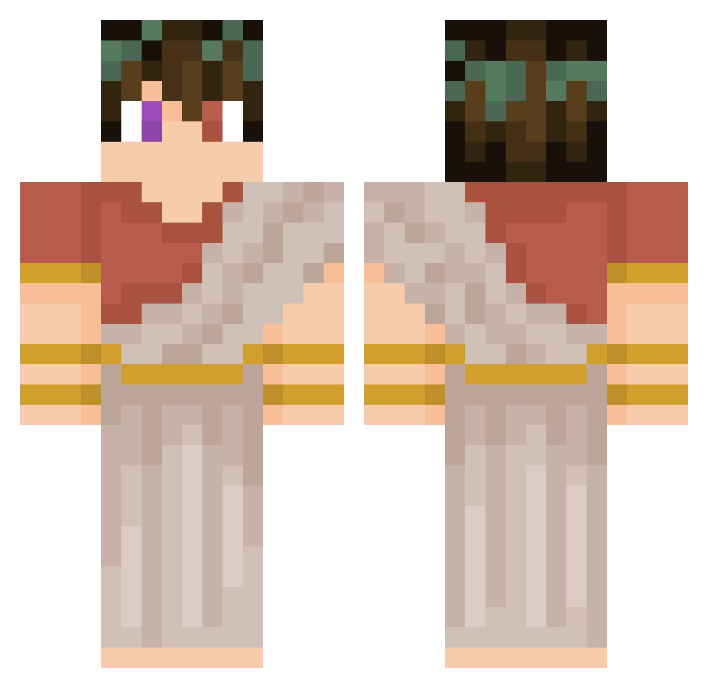 wbeeter Minecraft skin, front and back view