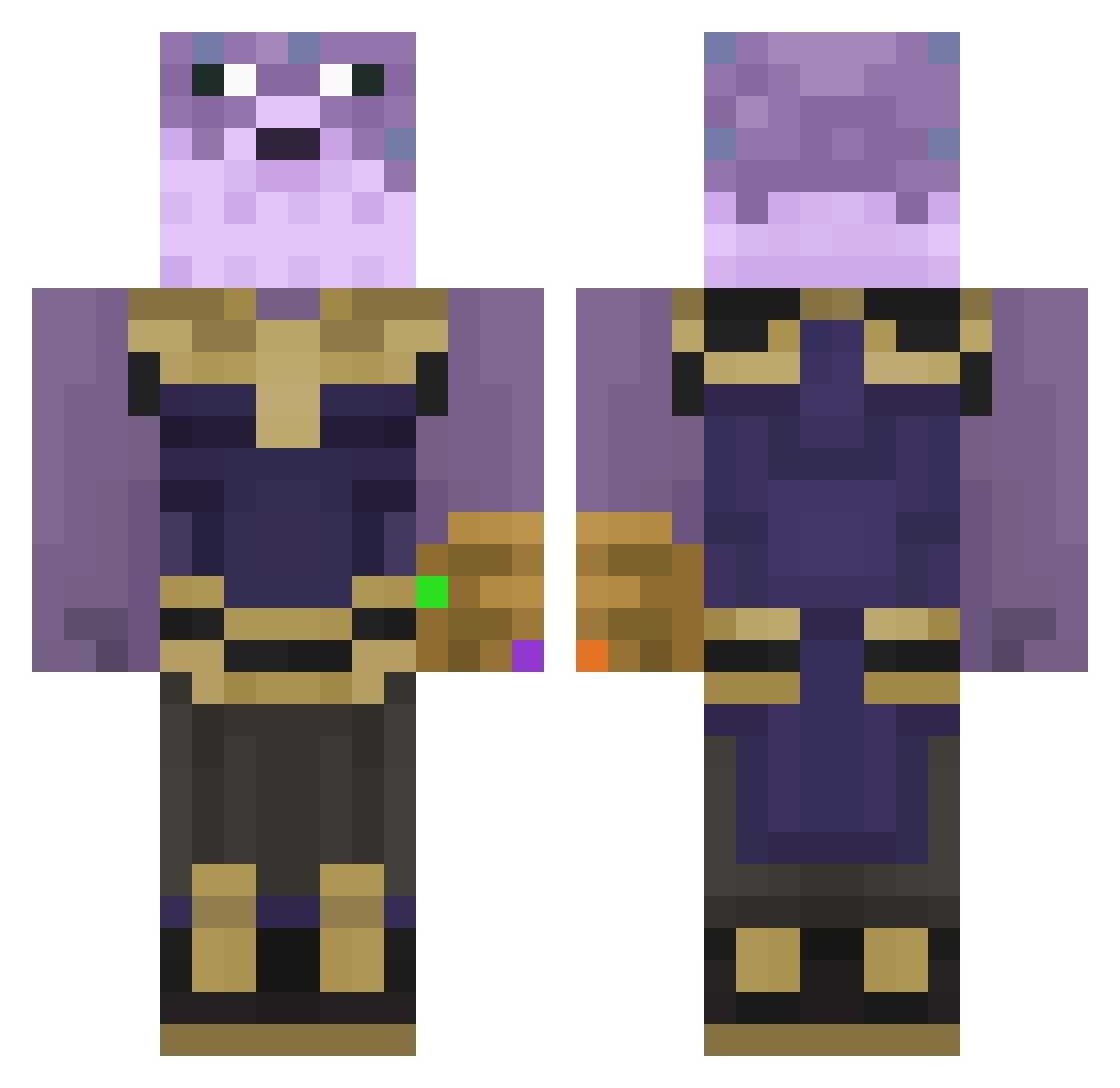 GiantWod Minecraft skin, front and back view