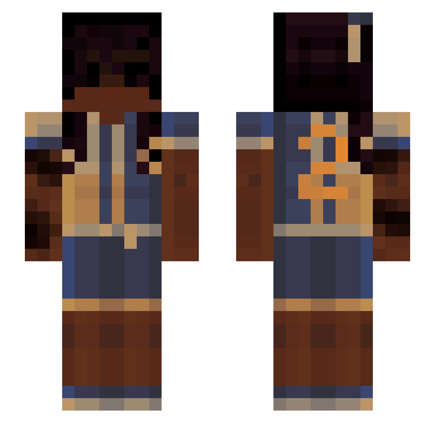 aresdotmp3 Minecraft skin, front and back view