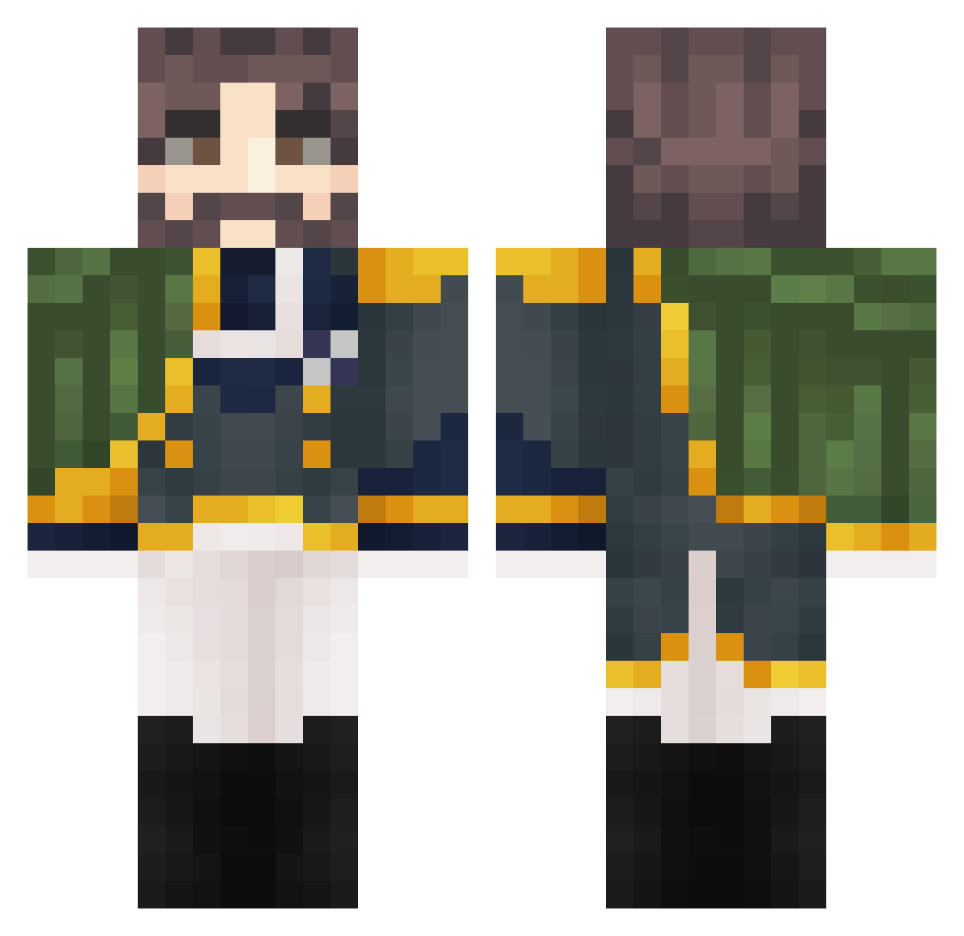 Supyall Minecraft skin, front and back view