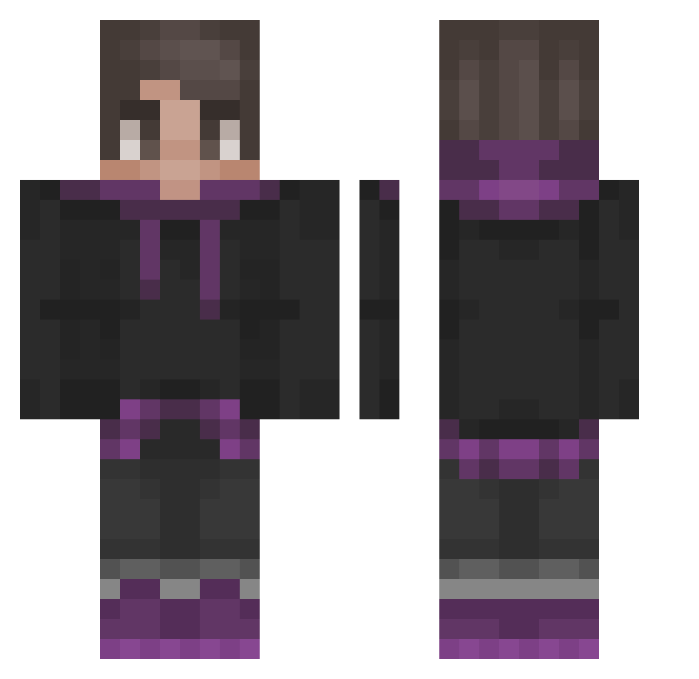viixed Minecraft skin, front and back view