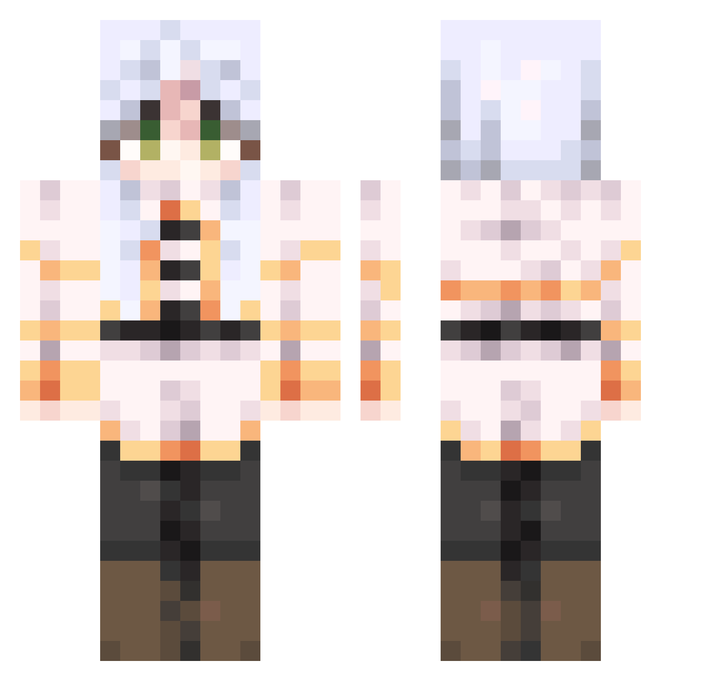 Viccitzo Minecraft skin, front and back view