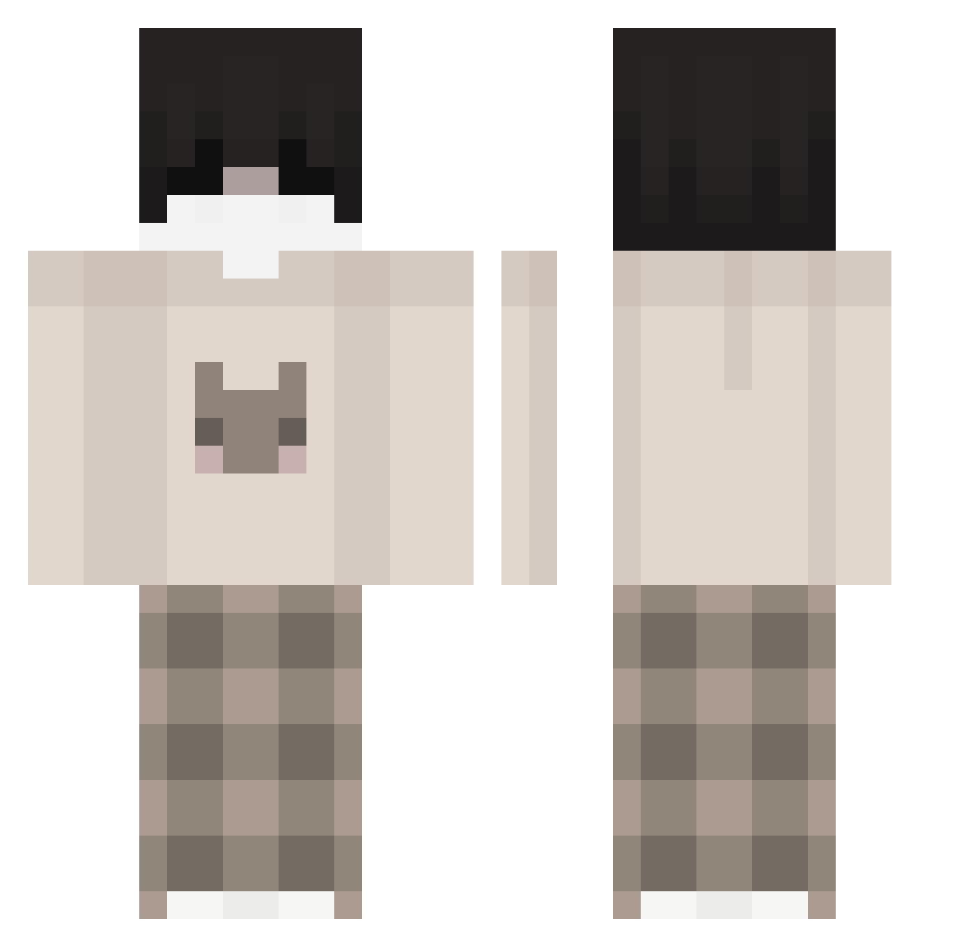 venixaa Minecraft skin, front and back view