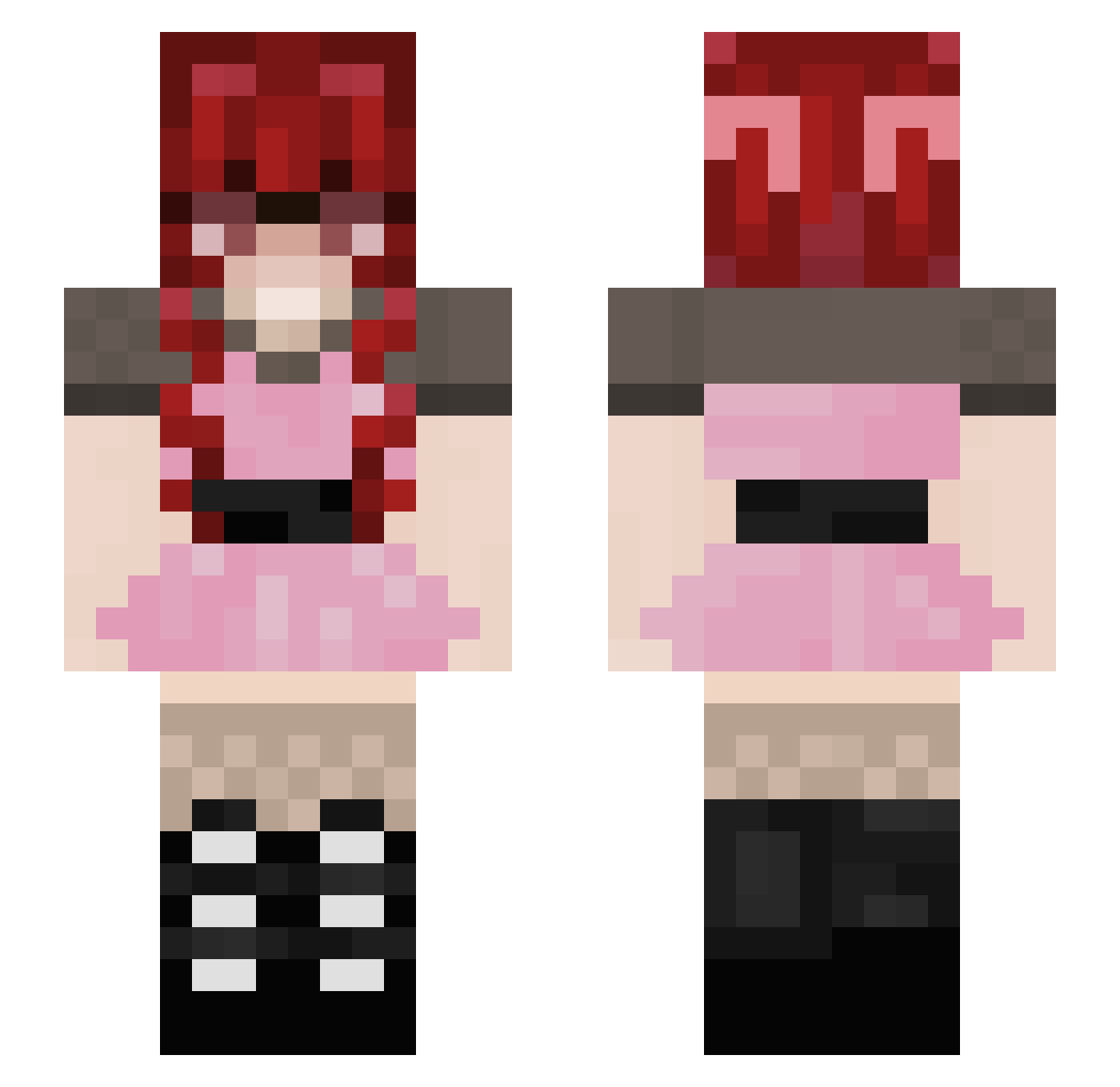 ReadyRuby Minecraft skin, front and back view