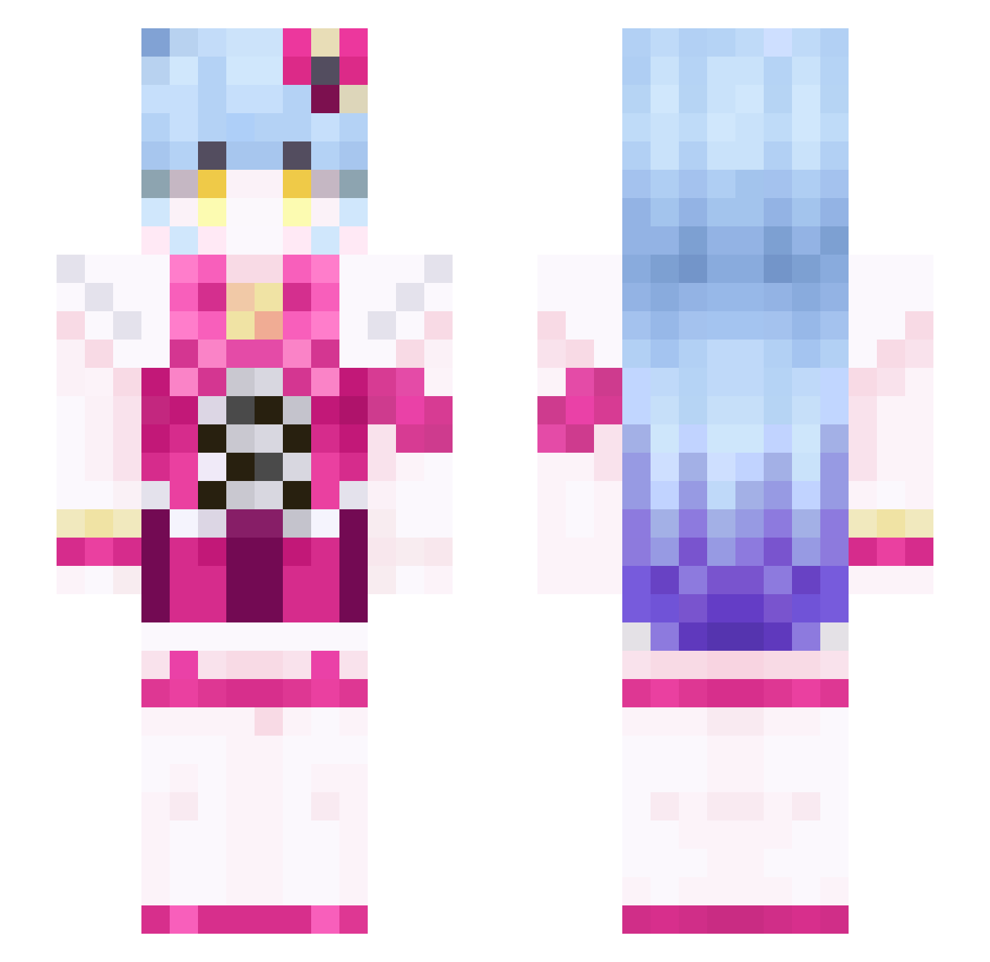 minjik Minecraft skin, front and back view