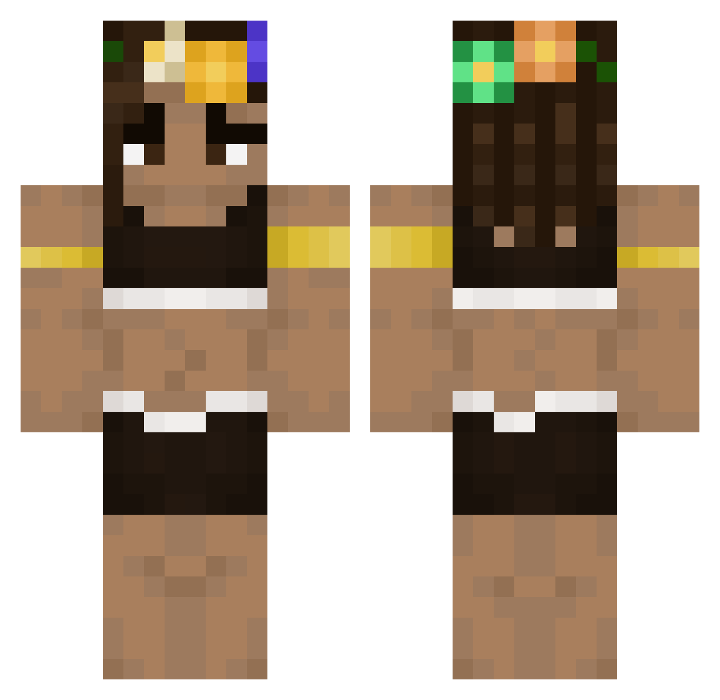 Youtile Minecraft skin, front and back view