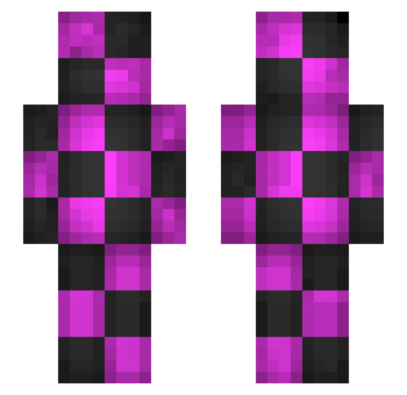NeverGardem Minecraft skin, front and back view