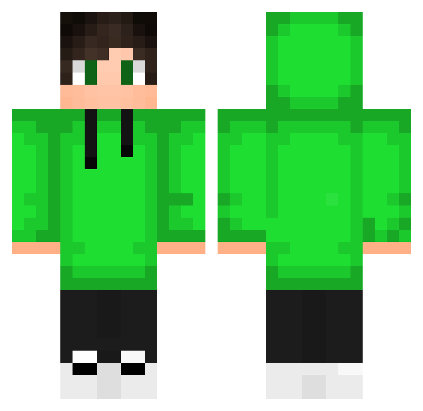 R4udax Minecraft skin, front and back view