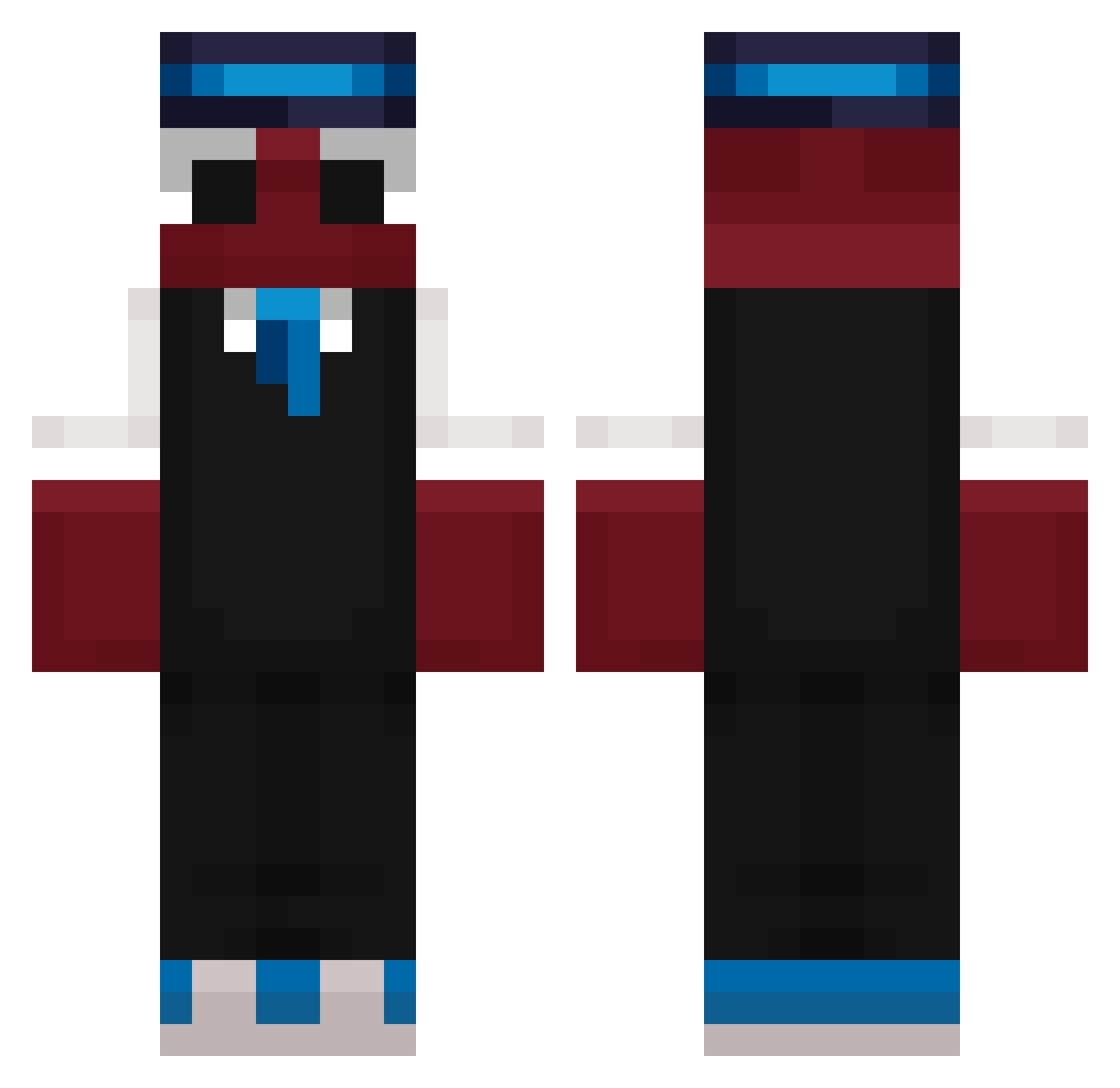 Wikaczek Minecraft skin, front and back view