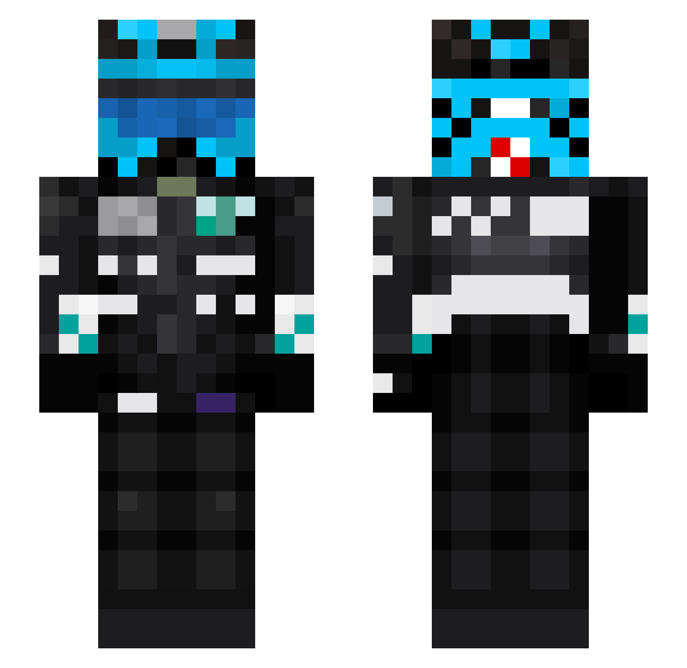 wizuh Minecraft skin, front and back view