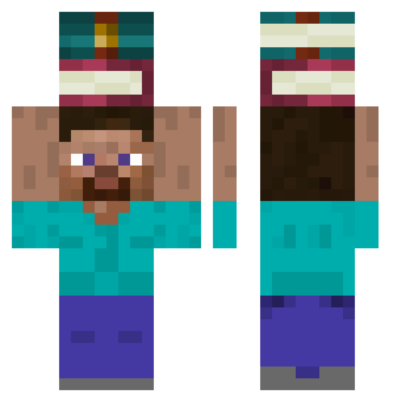 Zanderfiletspitz Minecraft skin, front and back view