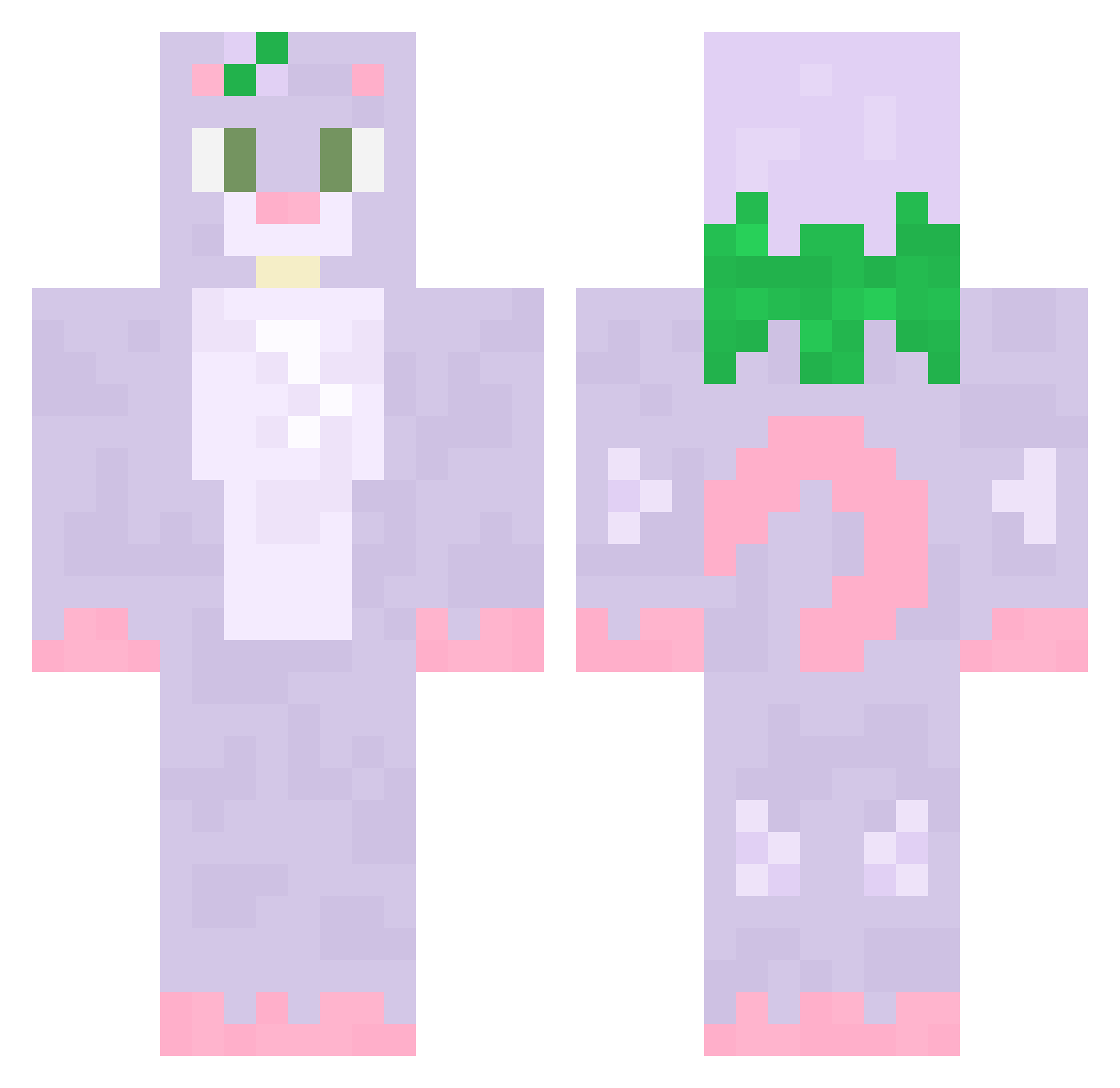 Veresizon Minecraft skin, front and back view