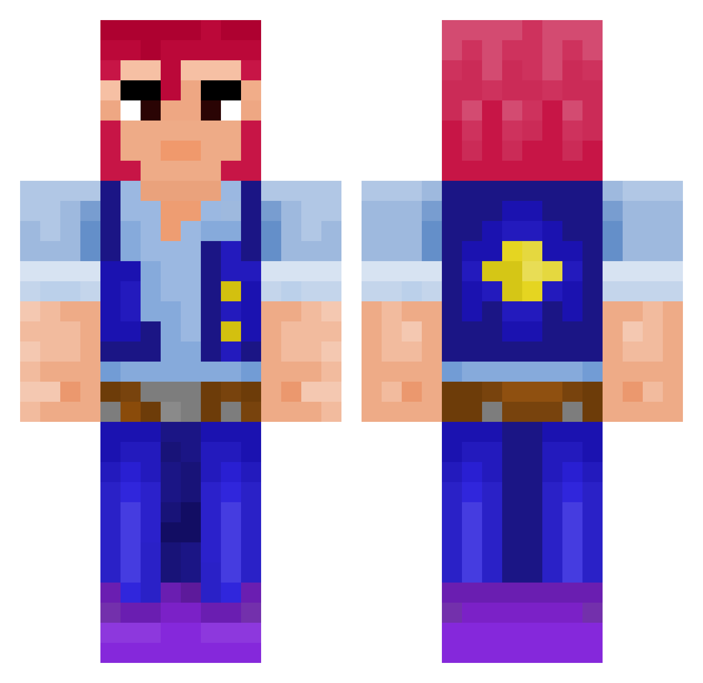 mfqt Minecraft skin, front and back view