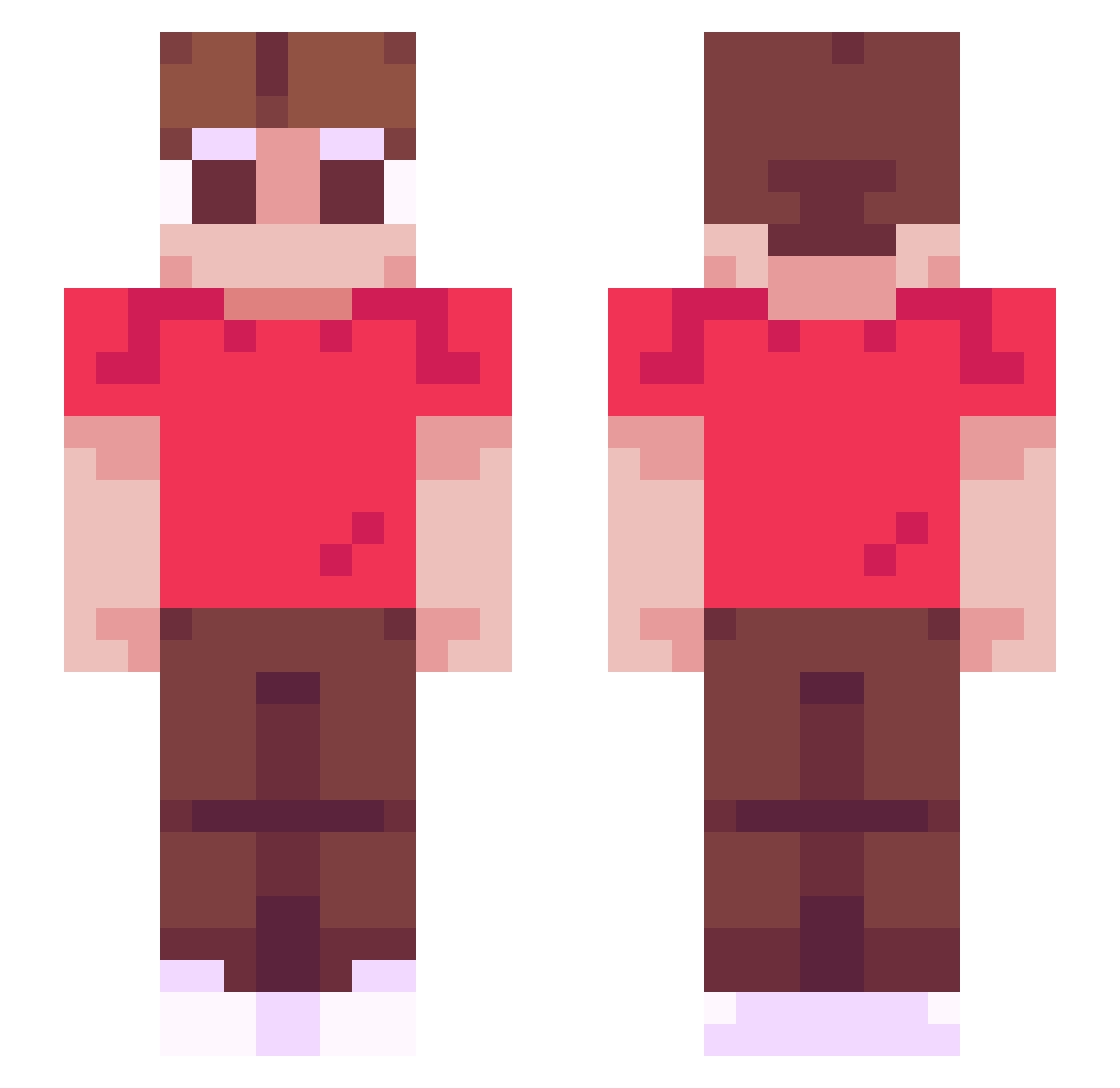 RookieNether Minecraft skin, front and back view