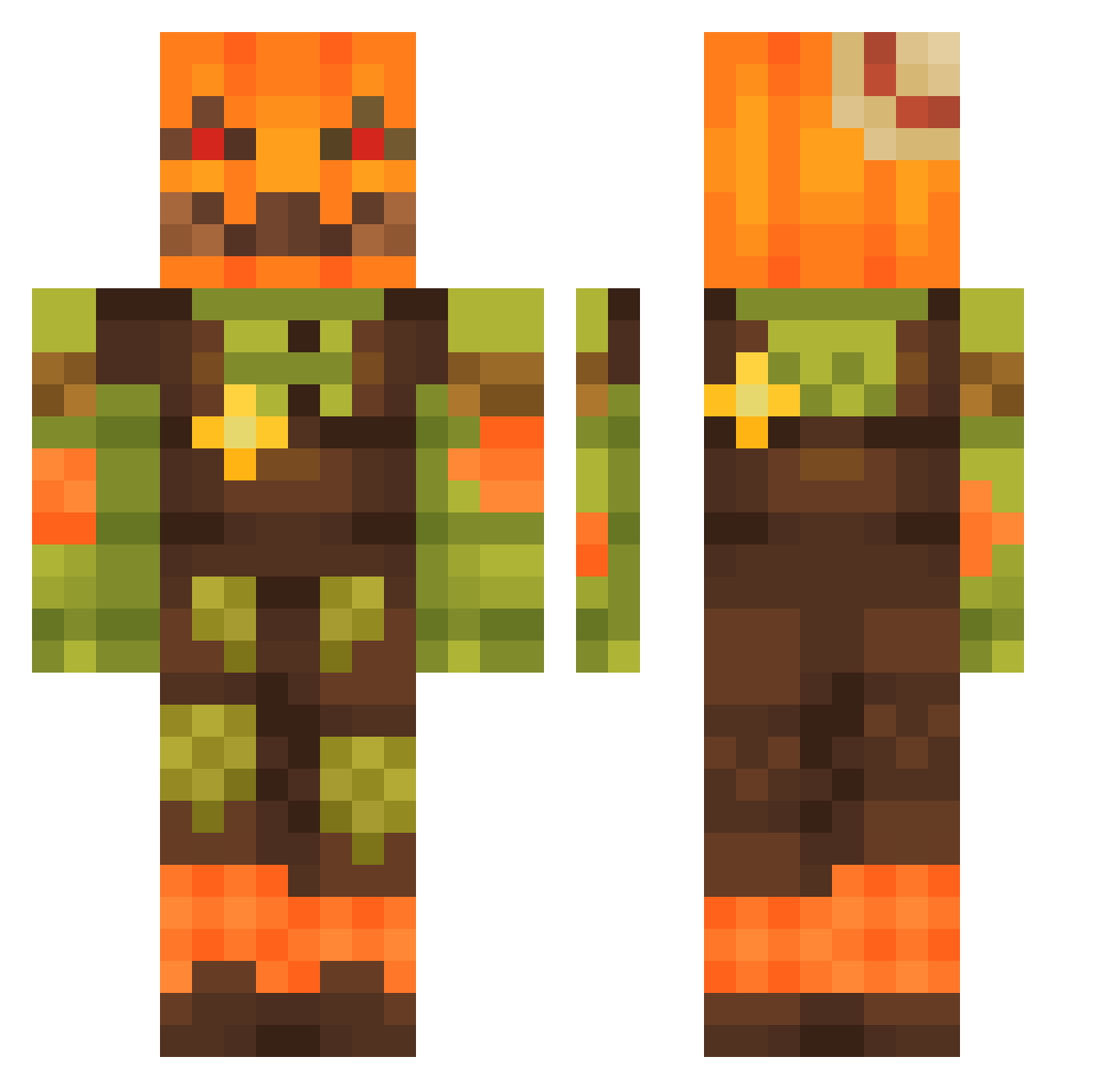Redeyekc Minecraft skin, front and back view