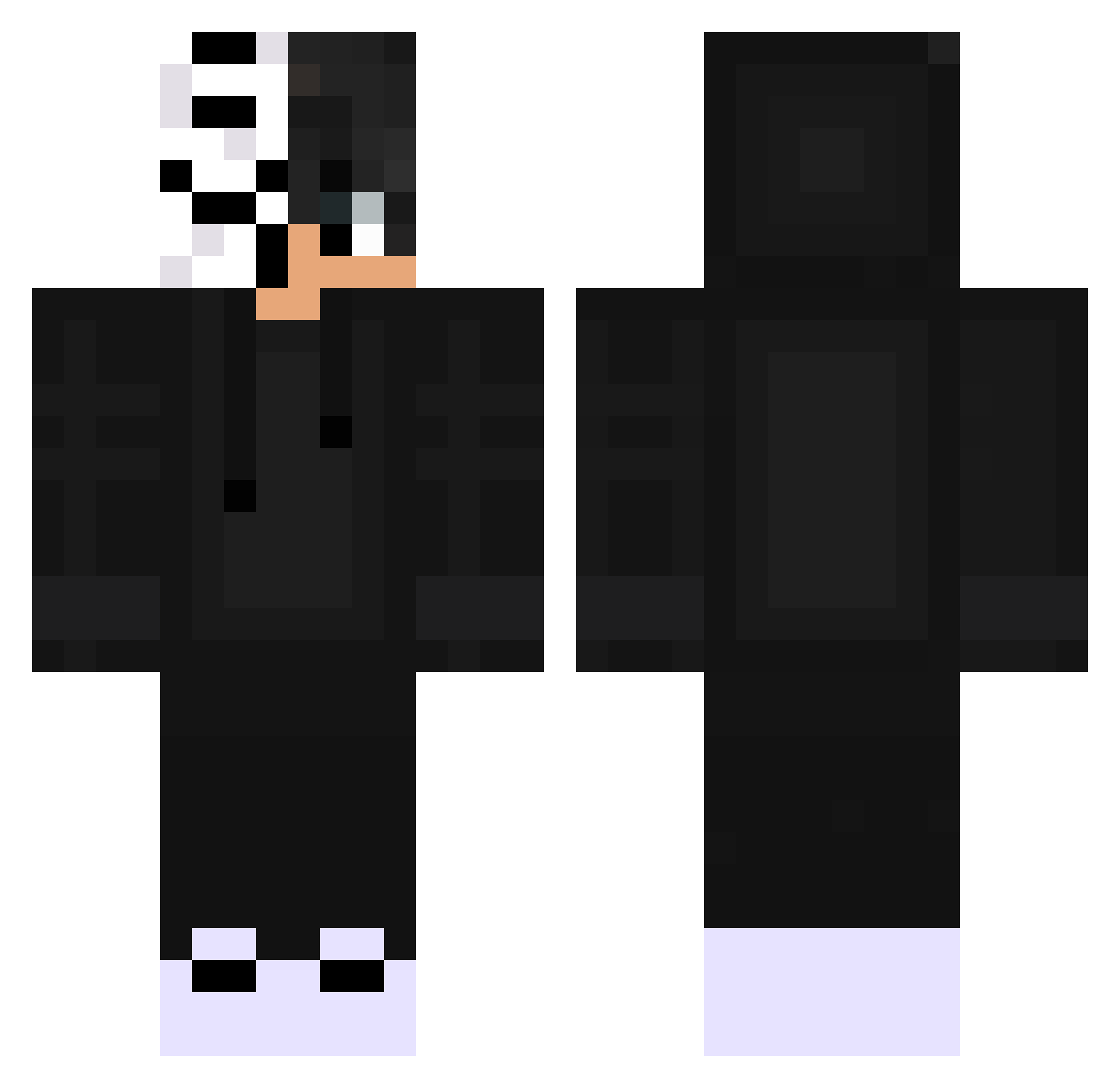 Prequete Minecraft skin, front and back view