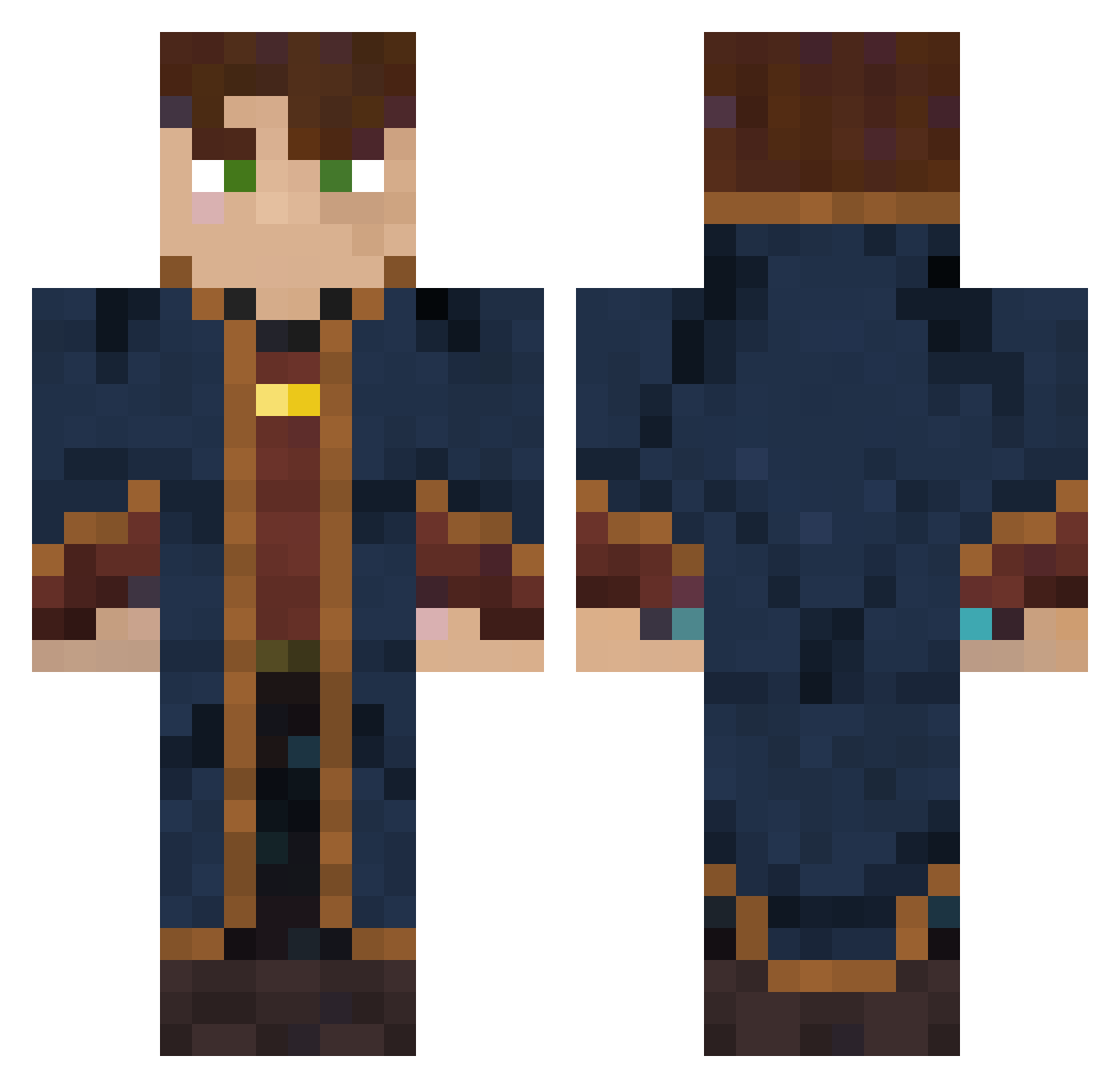 AsherAzul Minecraft skin, front and back view