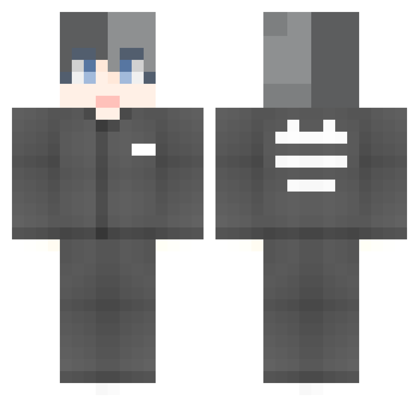 Reedited Minecraft skin, front and back view