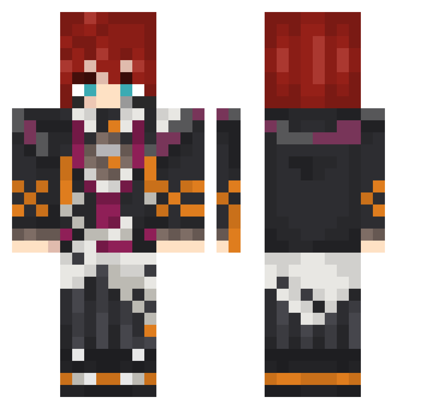 naguette Minecraft skin, front and back view