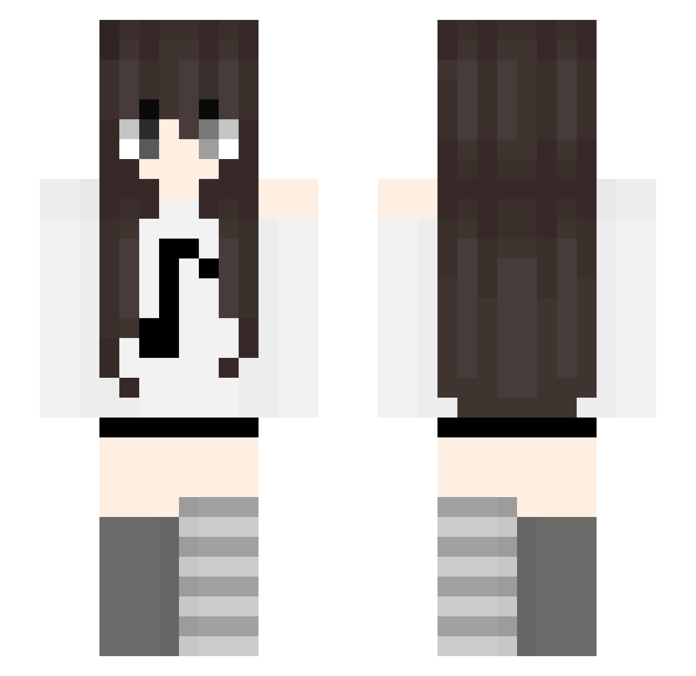 MeenoPeach Minecraft skin, front and back view