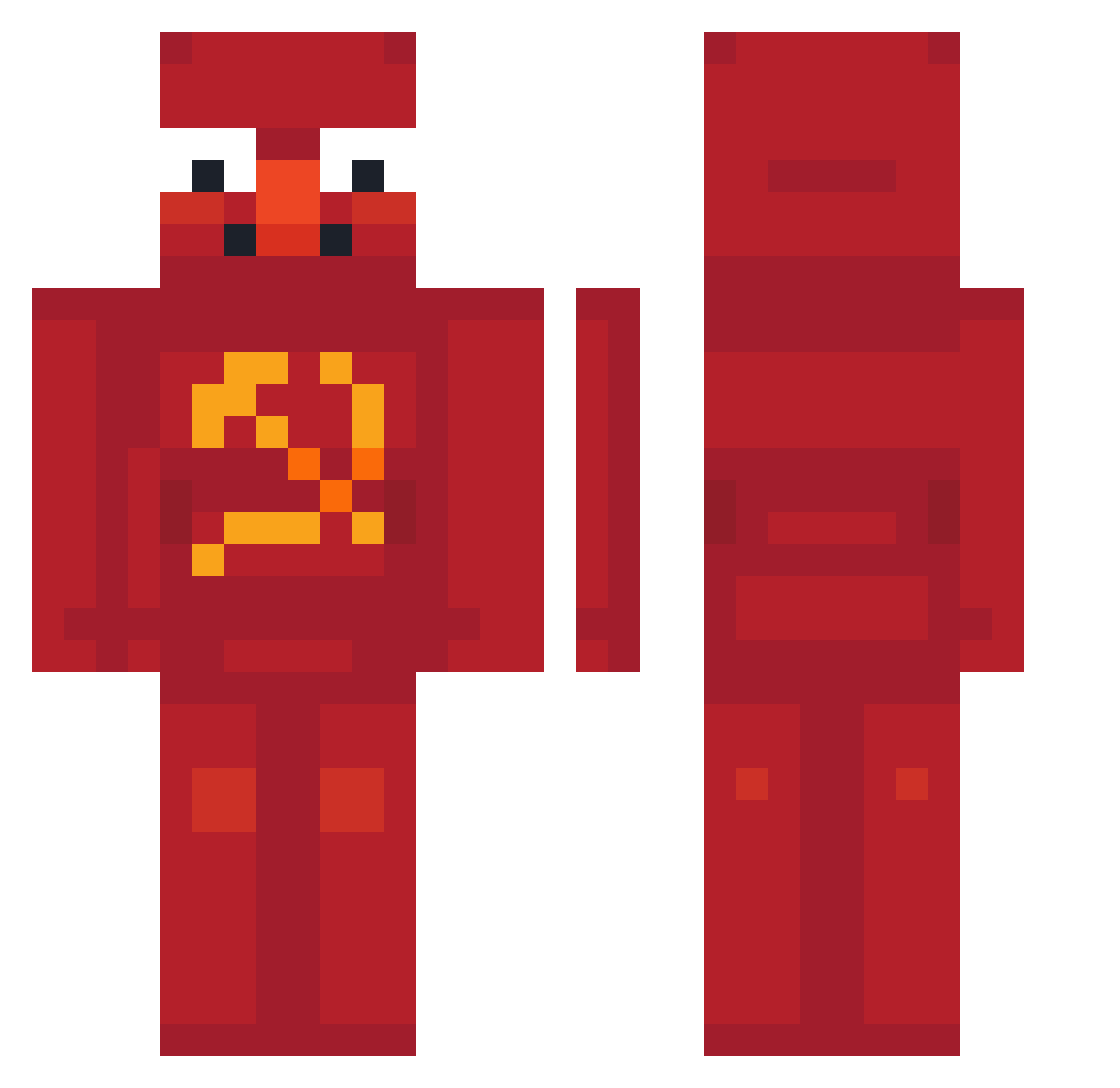 darkmanFaas Minecraft skin, front and back view