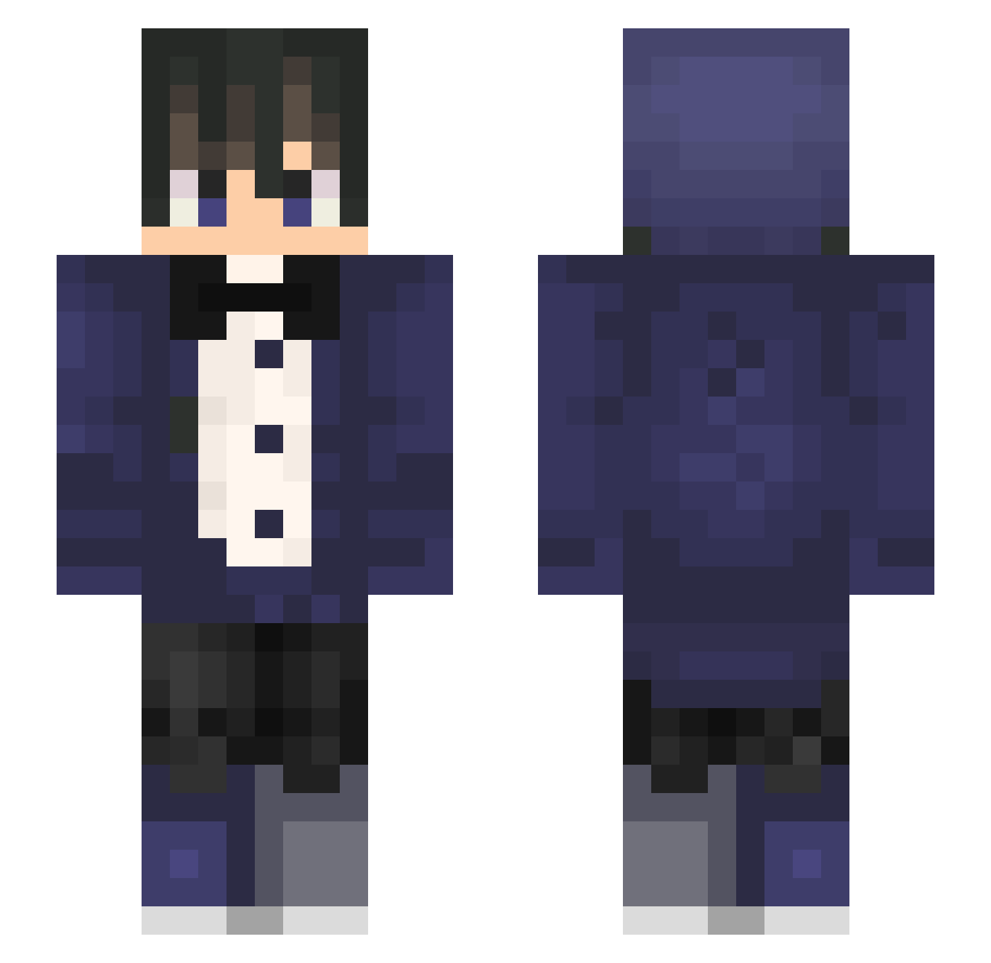 WFactory Minecraft skin, front and back view