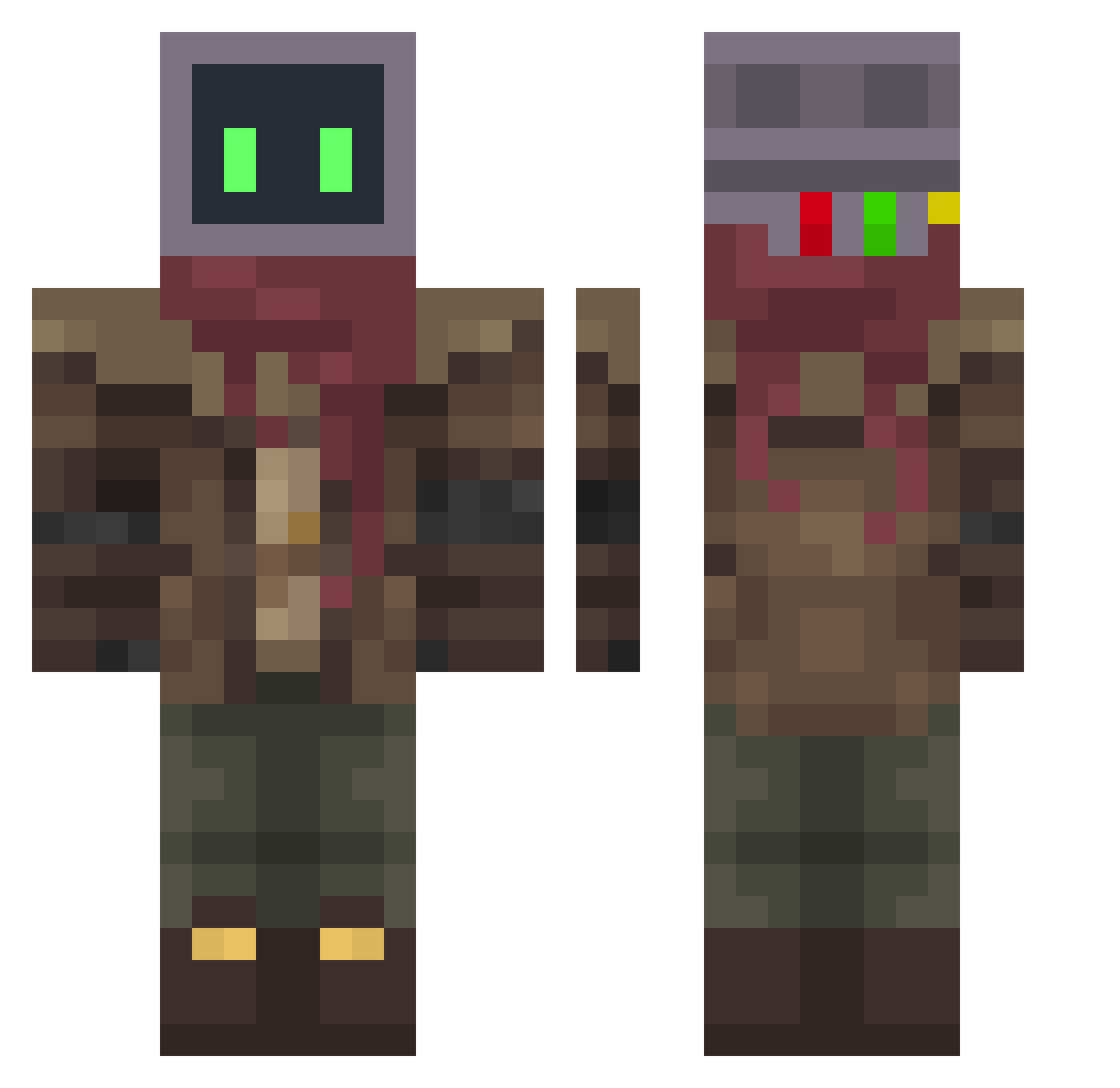 F0R93 Minecraft skin, front and back view