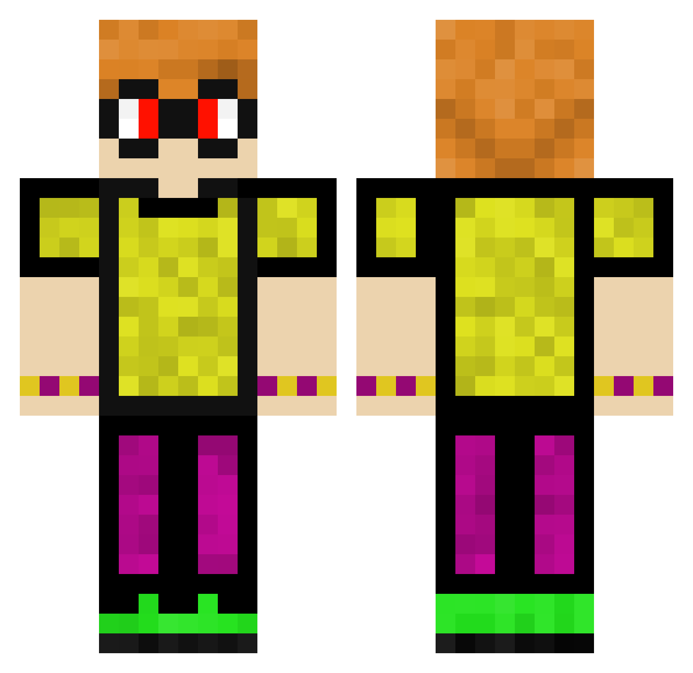 Stonebuns Minecraft skin, front and back view