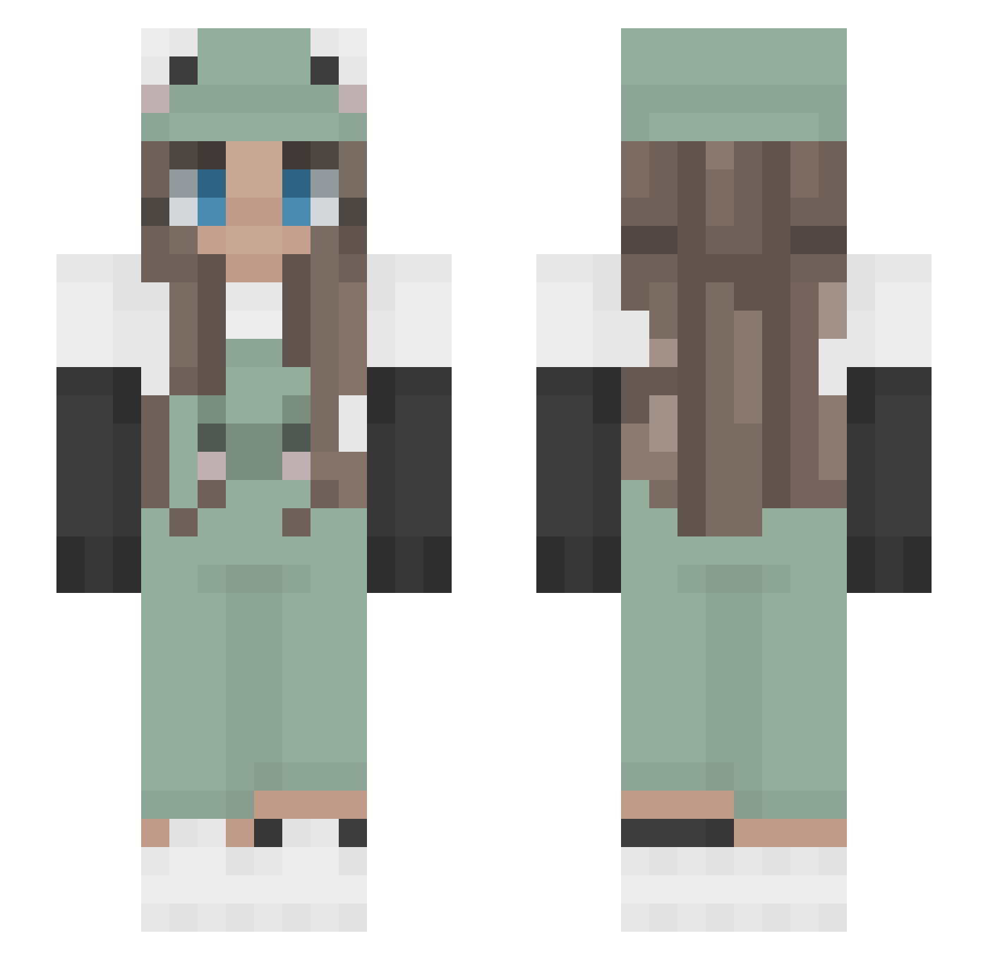 recessing Minecraft skin, front and back view