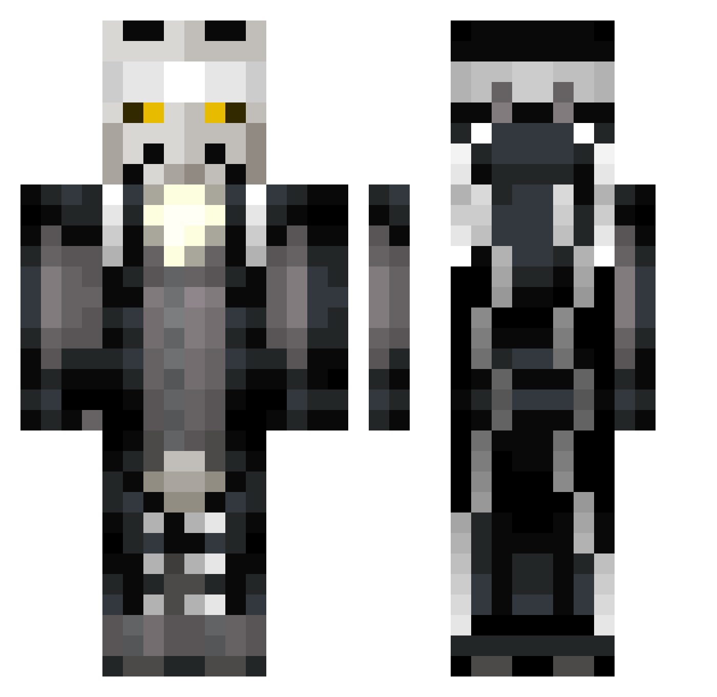 Zackiify Minecraft skin, front and back view